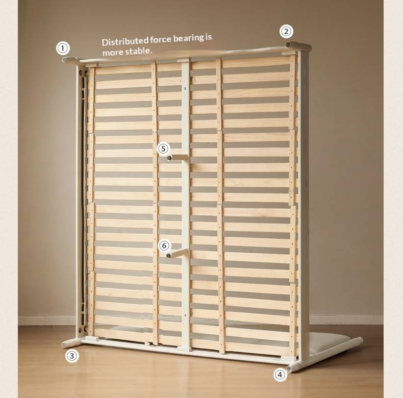 Rubberwood Solid Wood Upholstered Bed Retro Style White Bed