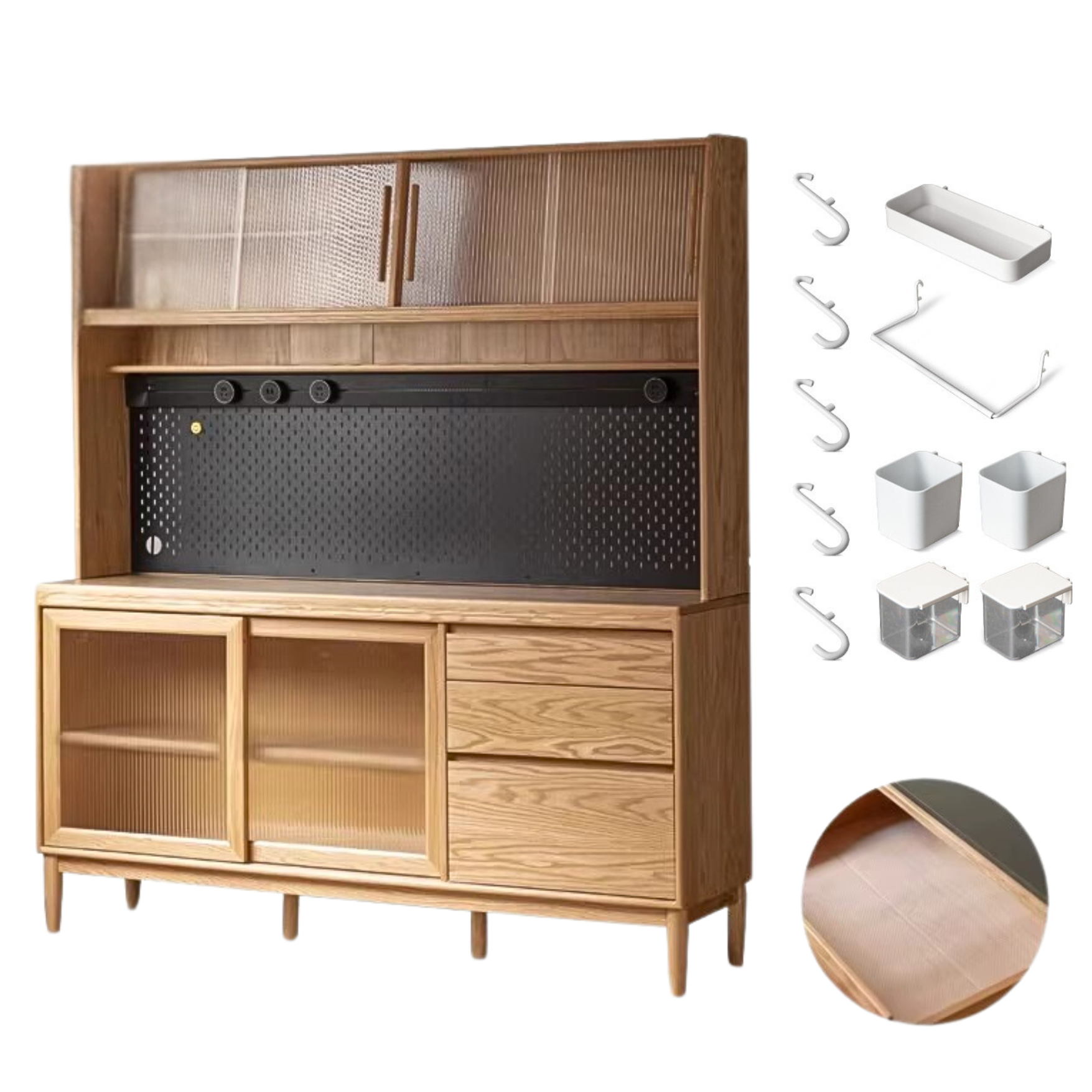 Cherry, Oak Solid Wood Rock Board Dining Cabinet Integrated High
