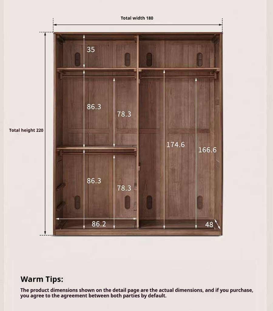 Oak Solid Wood Wardrobe with Songshi Aesthetic Storage Design