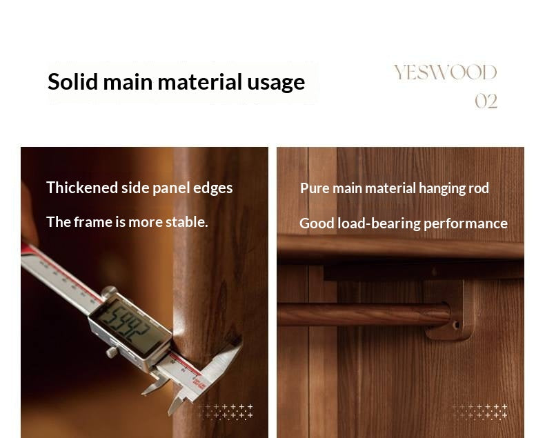 White Ash, Ash, Oak Solid Wood Wardrobe With Sliding Doors