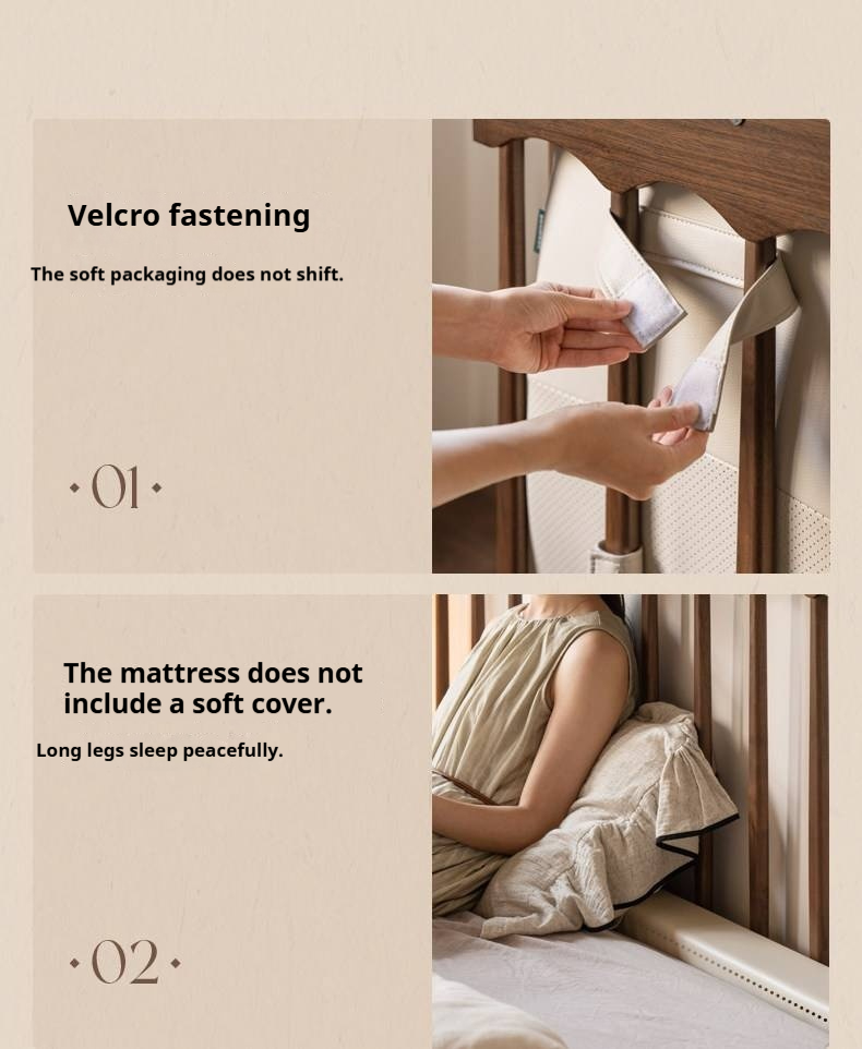 Black Walnut Solid Wood Genuine Leather Soft Bed