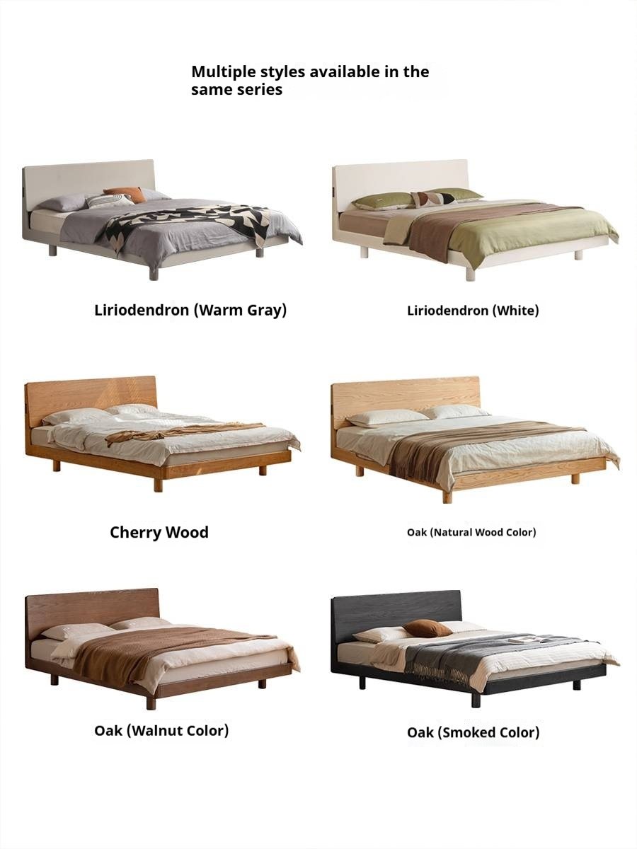 Cherry Solid Wood with Light Floating Bed Retro Simple