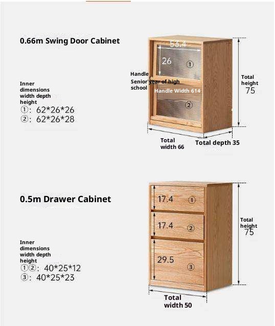 Oak, Solid Rubberwood, Ash Solid Wood Bookcase Free Combination Low Cabinet Floor-Standing Bookshelf