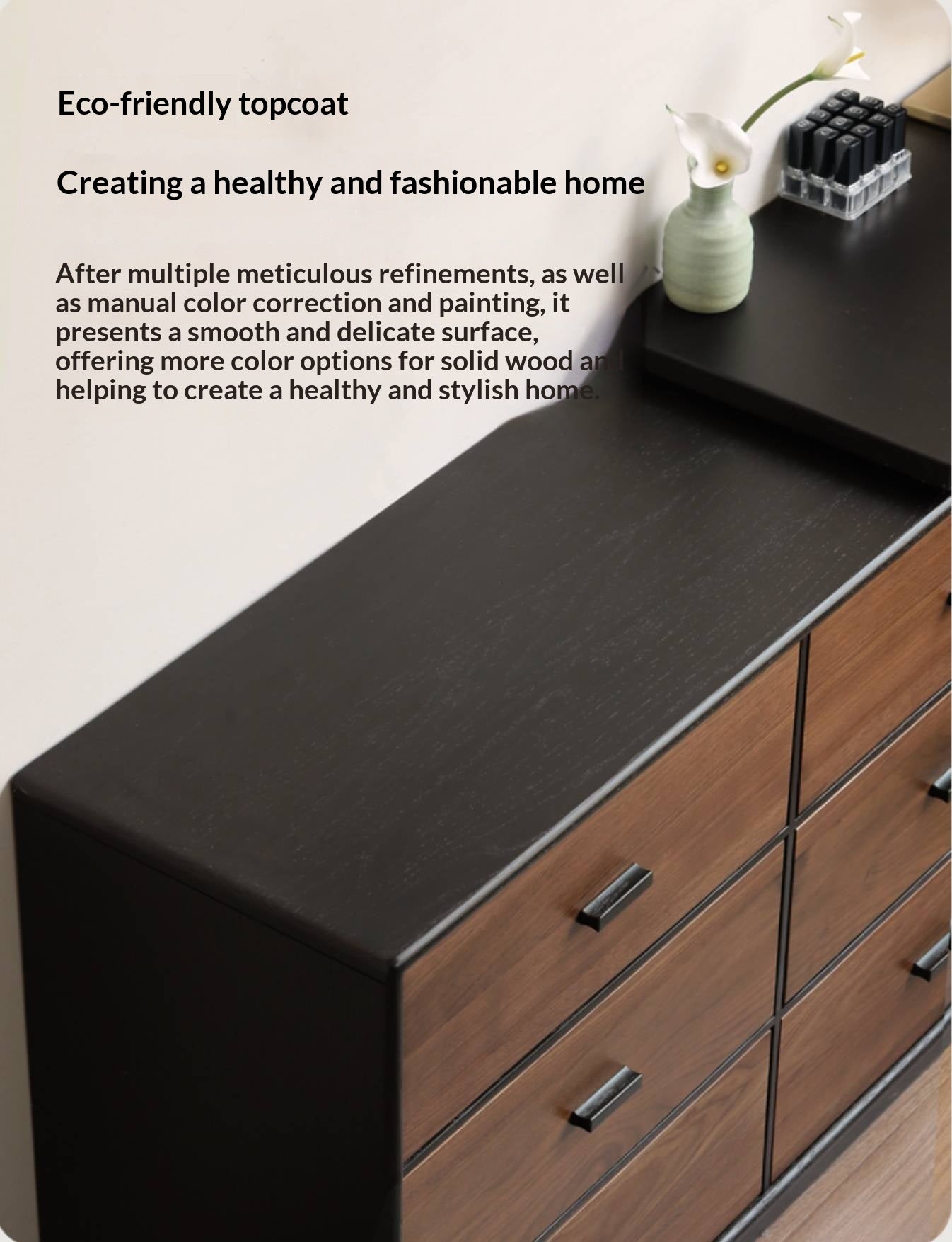 Black Walnut Solid Wood Italian Light Luxury Vanity Table.