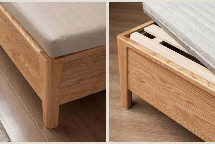 Oak Solid Wood High Box Bed in Modern Minimalist Design