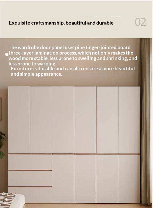 Oak Solid Wood Wardrobe with Double Doors