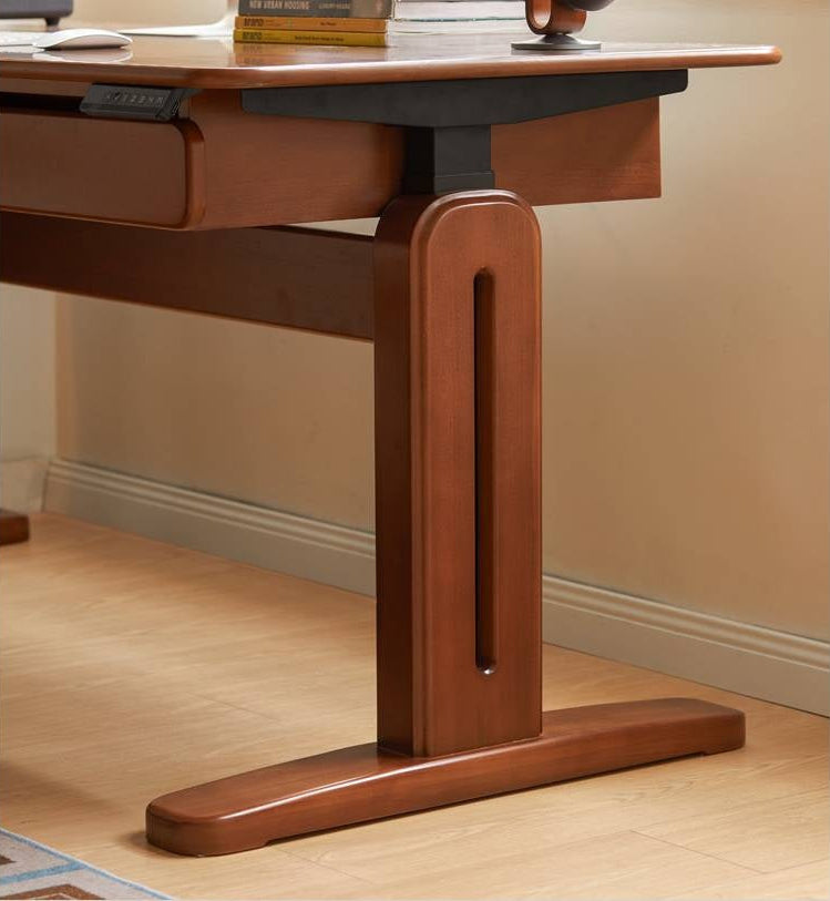 Pine Solid Wood Retro Electric Lift Desk