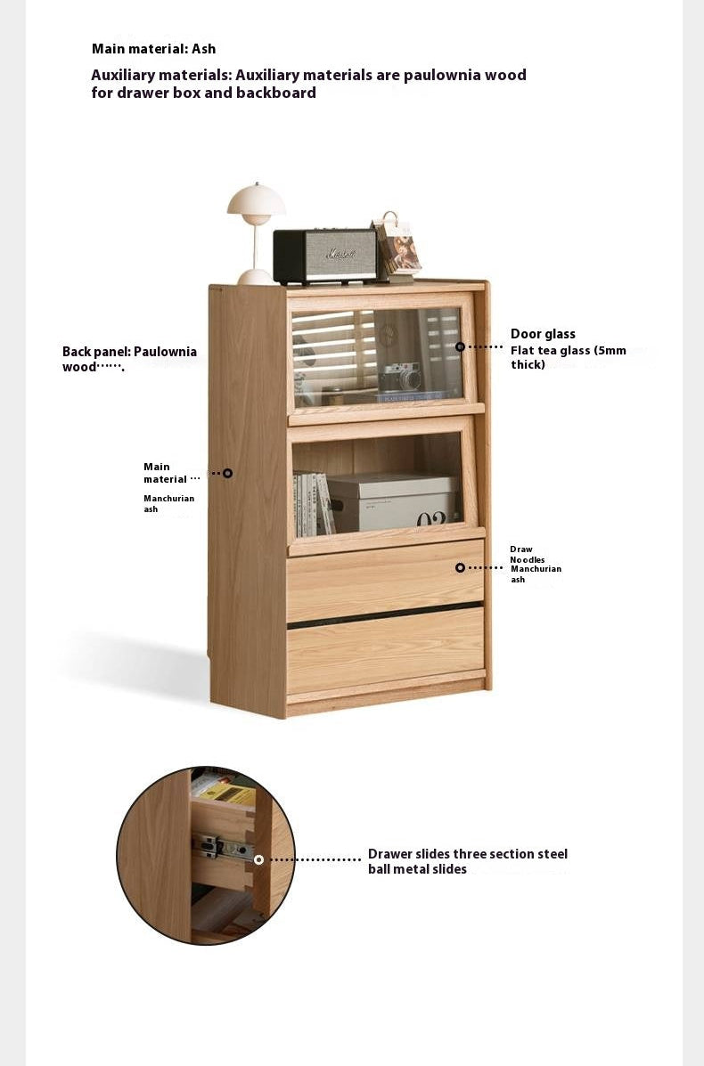 Ash Solid Wood Modern Side Cabinet.