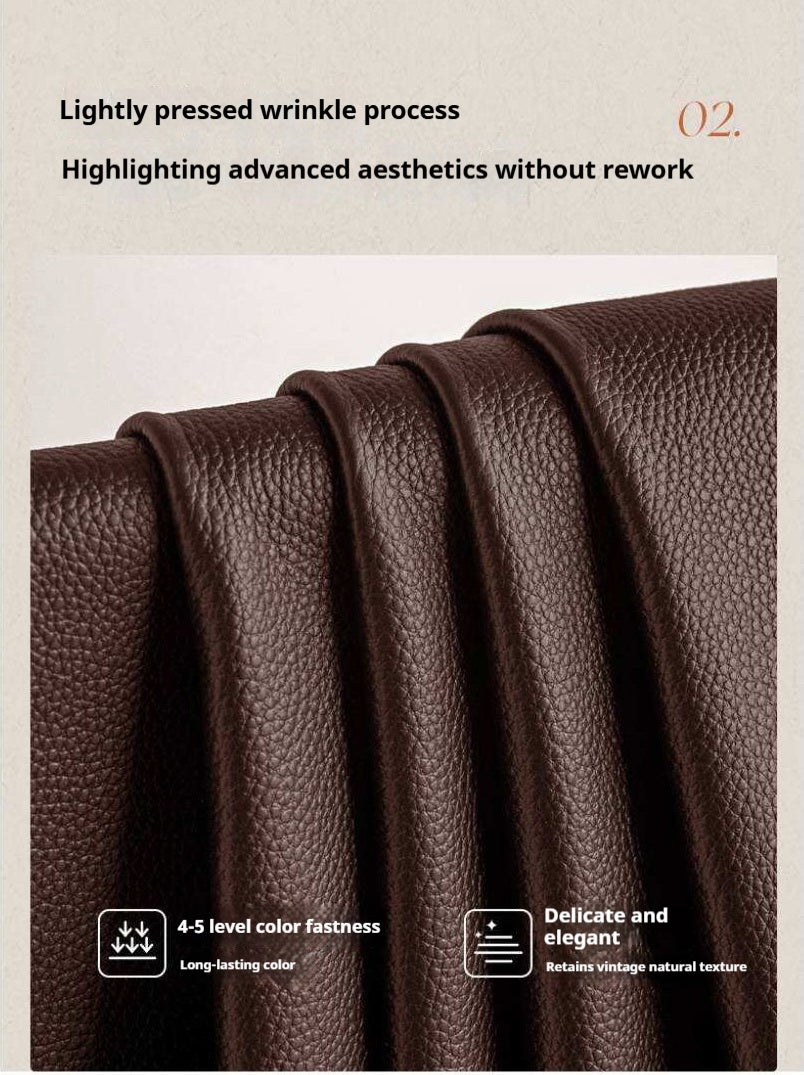 Genuine Leather Soft Bed French Retro Style