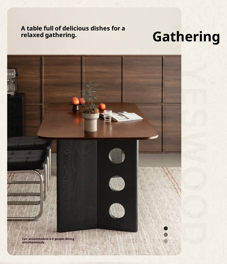 Black Walnut, Ash Solid Wood Retrо Dining Table