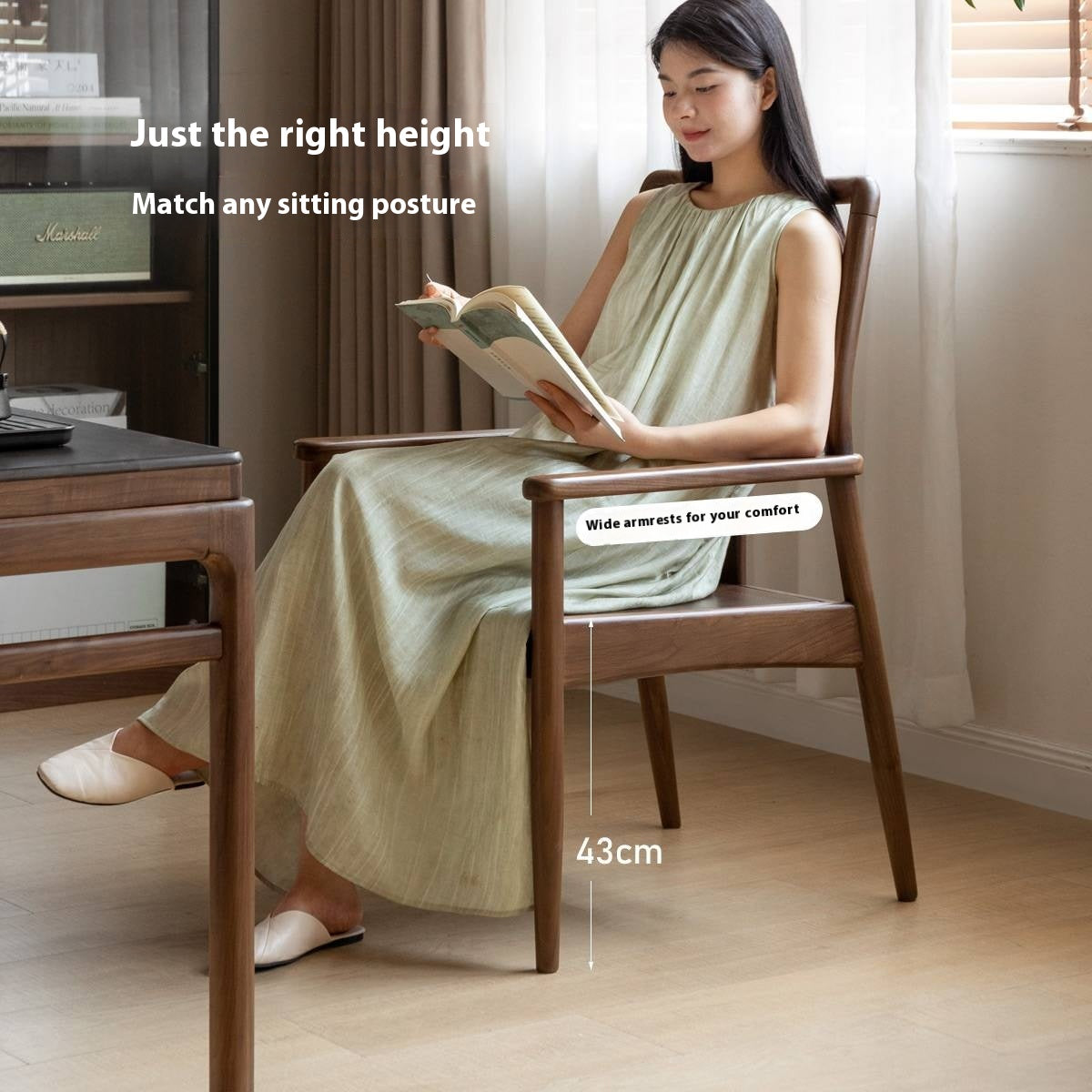 Black Walnut Solid Wood tea Chair