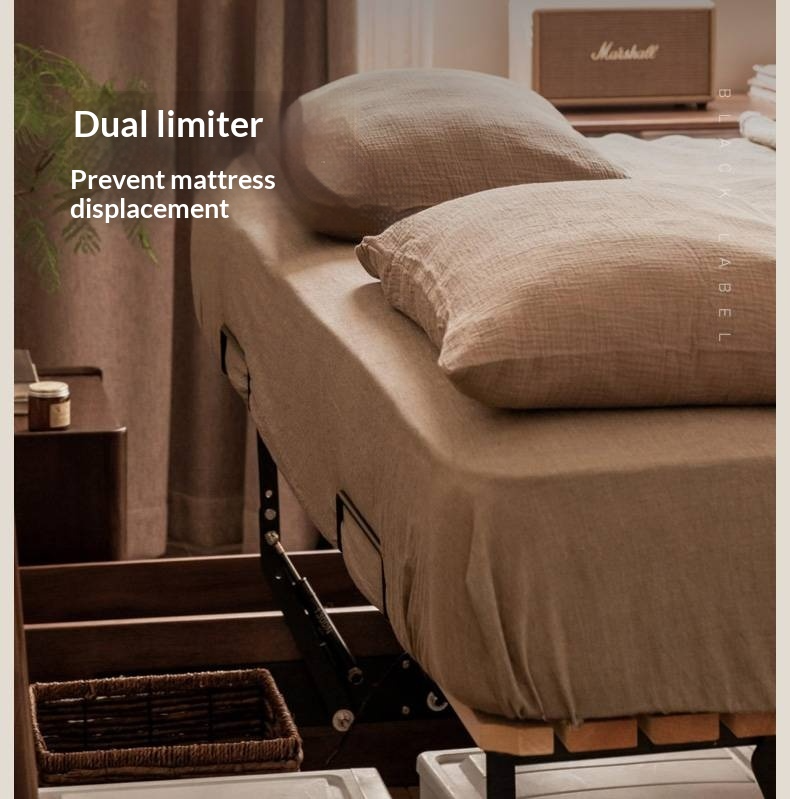 Black Walnut Solid Wood Italian Light Luxury Electric Suspended Box Bed