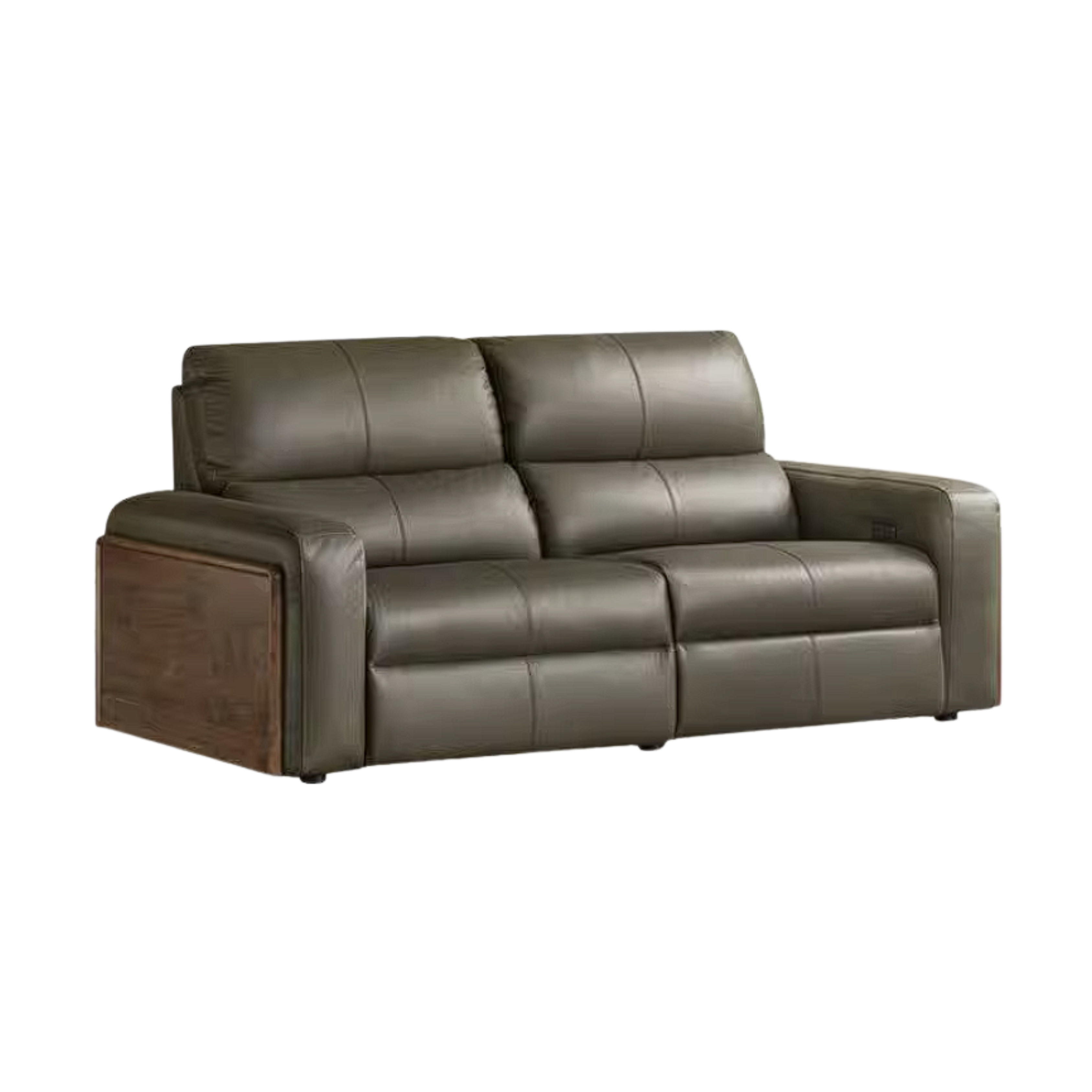 Black Walnut, Golden Sandalwood Solid Wood Top-Grain Genuine Leather Sofa Zero-Wall Recliner Design