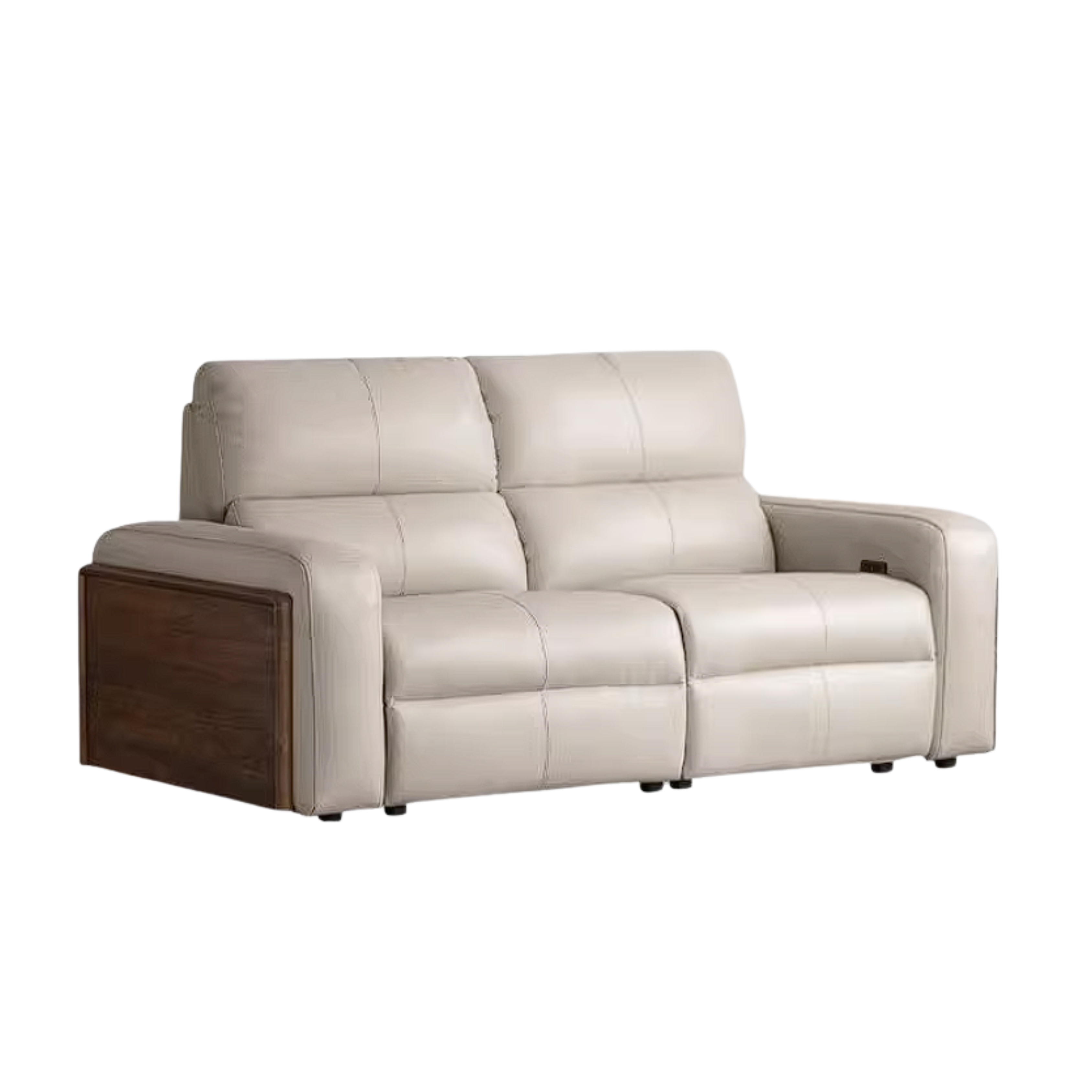 Black Walnut, Golden Sandalwood Solid Wood Top-Grain Genuine Leather Sofa Zero-Wall Recliner Design