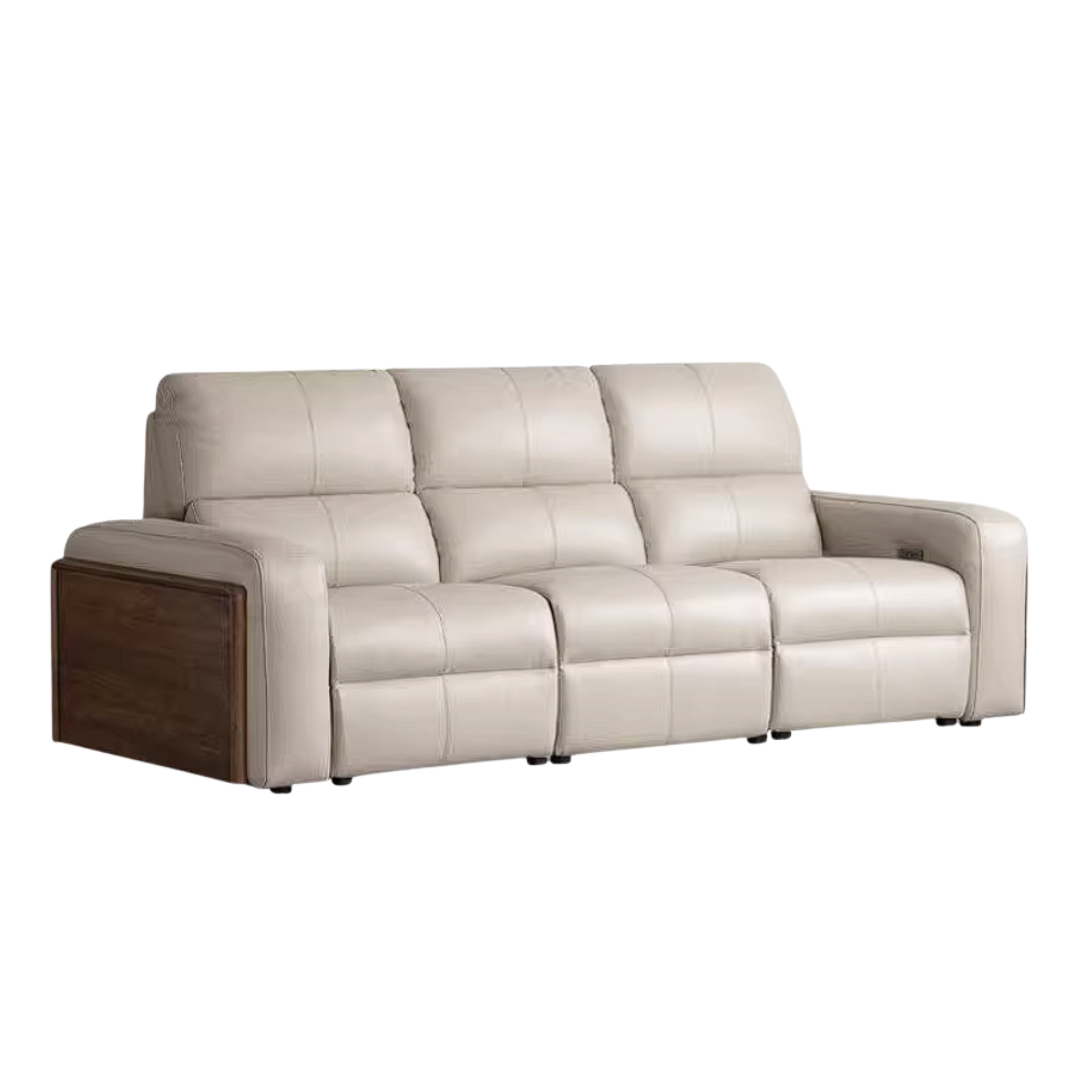 Black Walnut, Golden Sandalwood Solid Wood Top-Grain Genuine Leather Sofa Zero-Wall Recliner Design