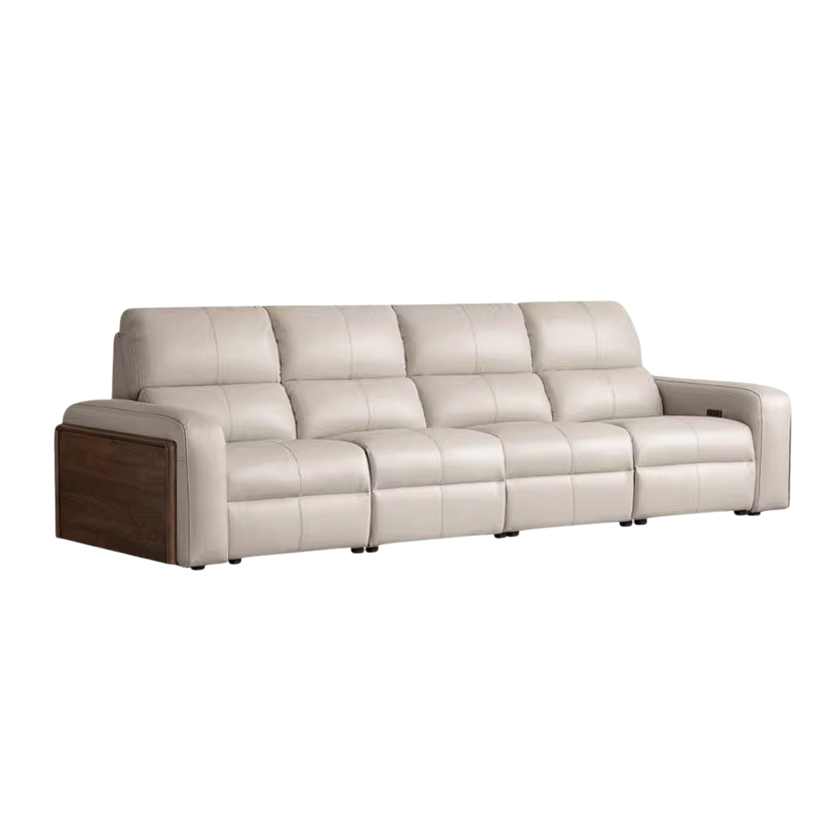 Black Walnut, Golden Sandalwood Solid Wood Top-Grain Genuine Leather Sofa Zero-Wall Recliner Design