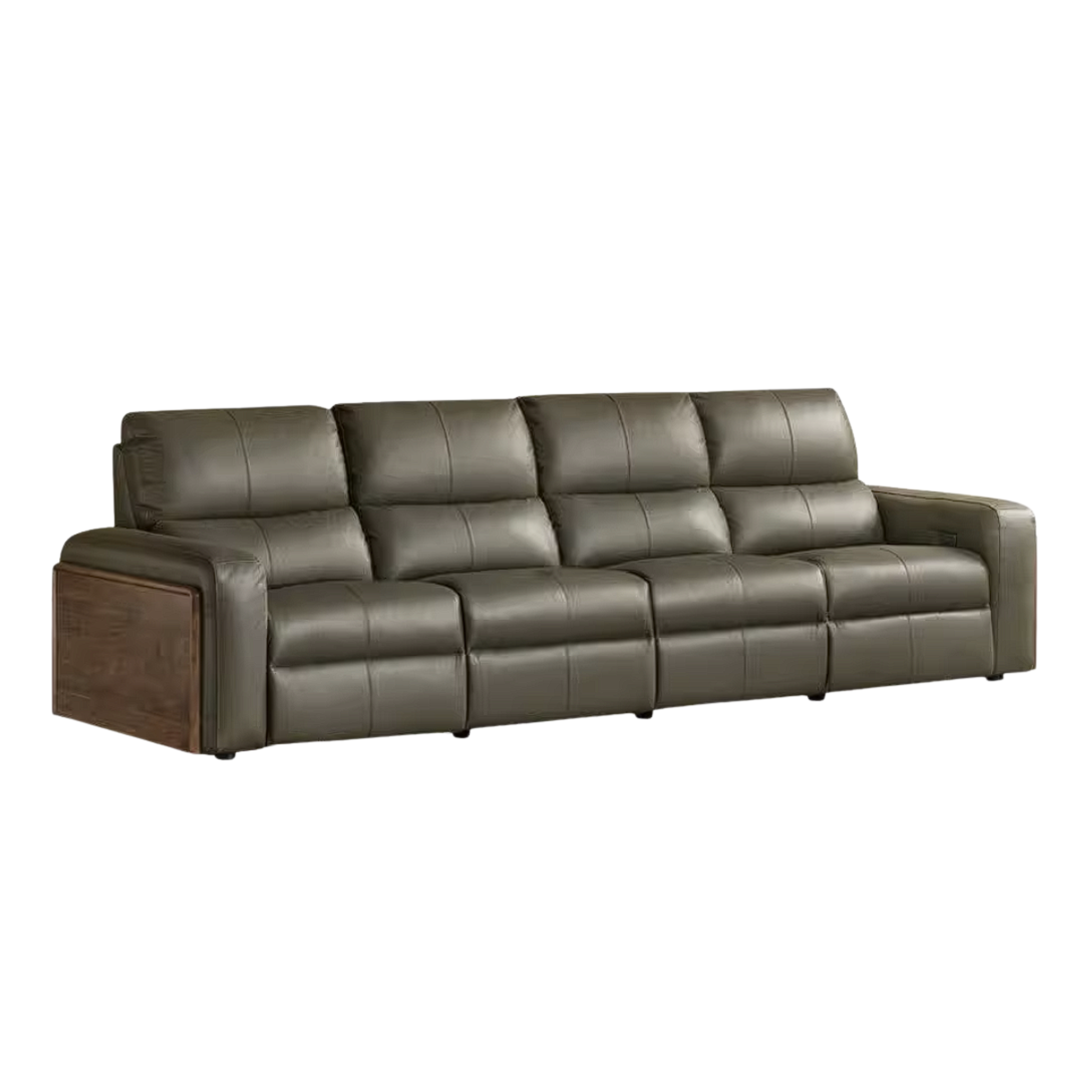 Black Walnut, Golden Sandalwood Solid Wood Top-Grain Genuine Leather Sofa Zero-Wall Recliner Design