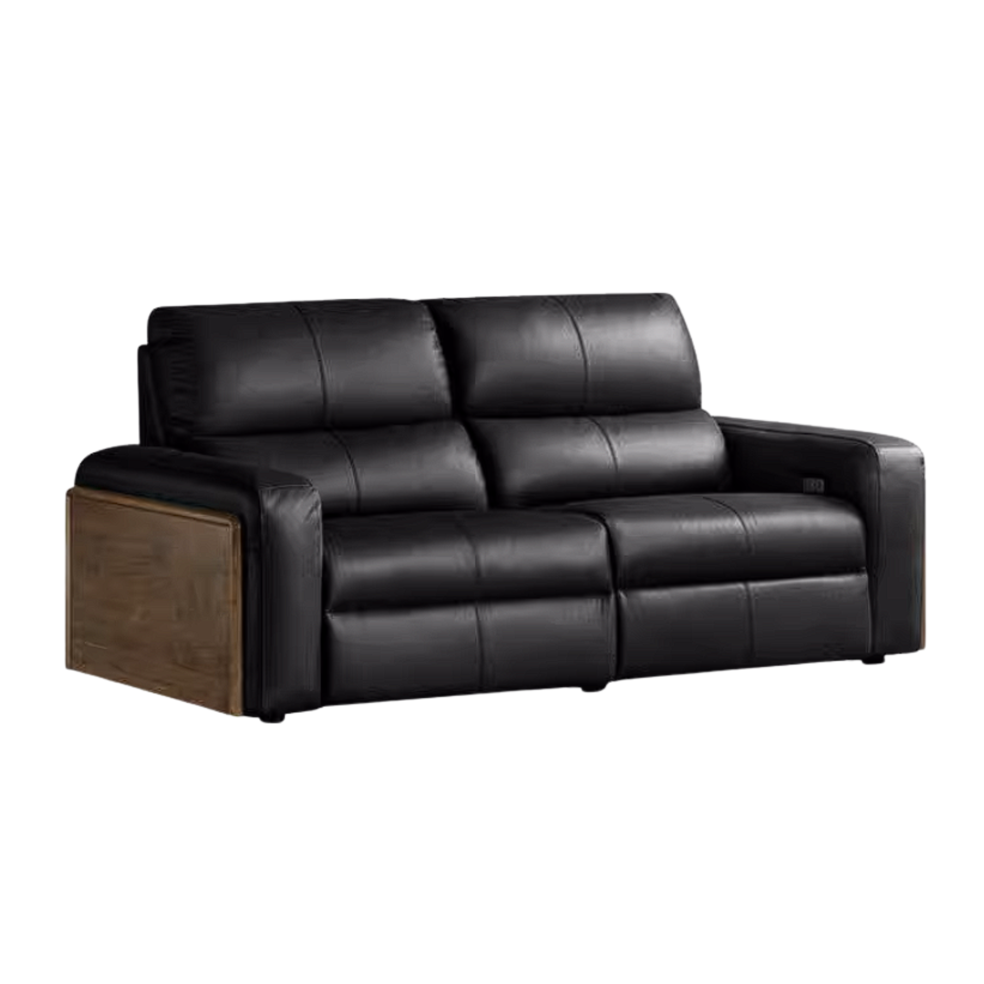 Black Walnut, Golden Sandalwood Solid Wood Top-Grain Genuine Leather Sofa Zero-Wall Recliner Design