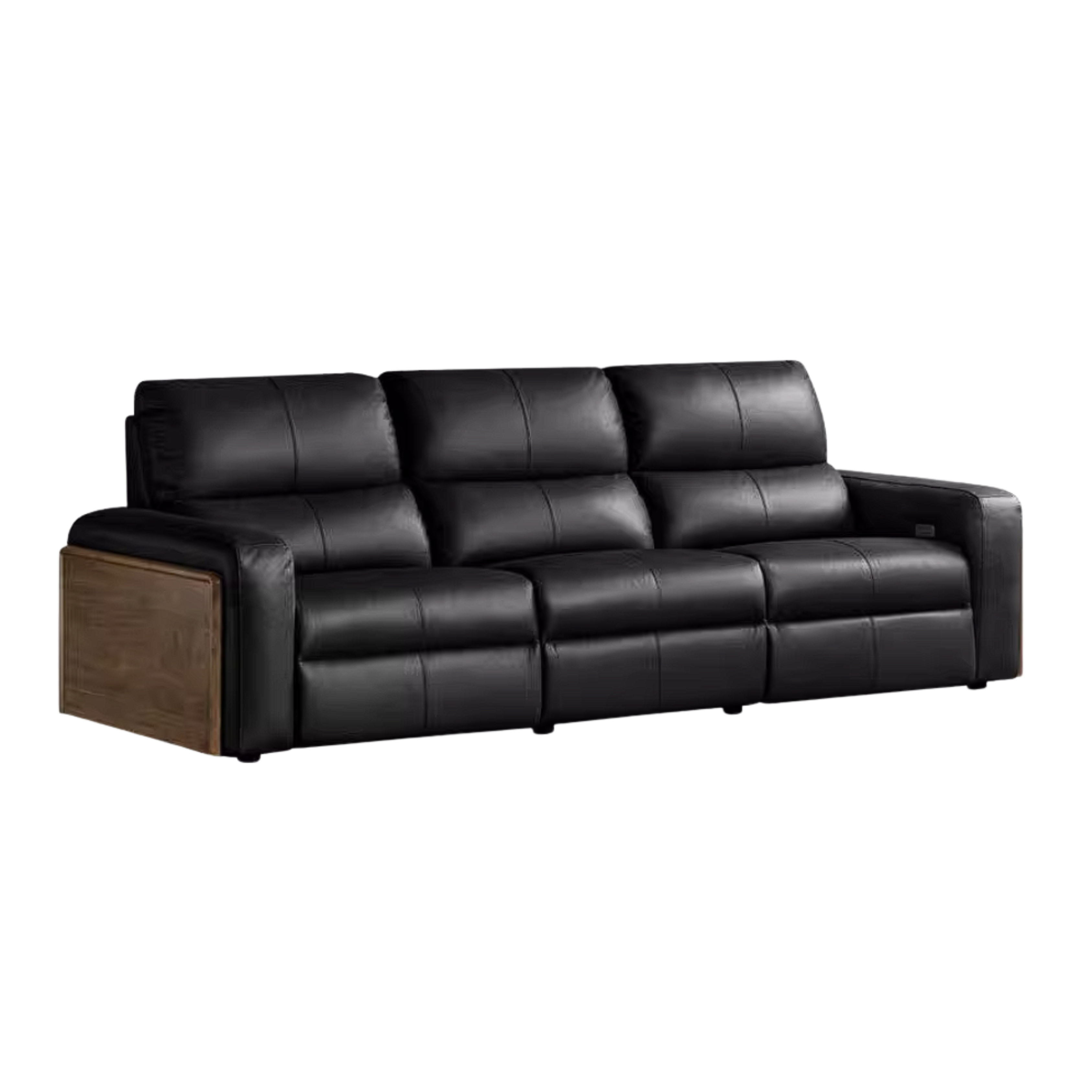 Black Walnut, Golden Sandalwood Solid Wood Top-Grain Genuine Leather Sofa Zero-Wall Recliner Design