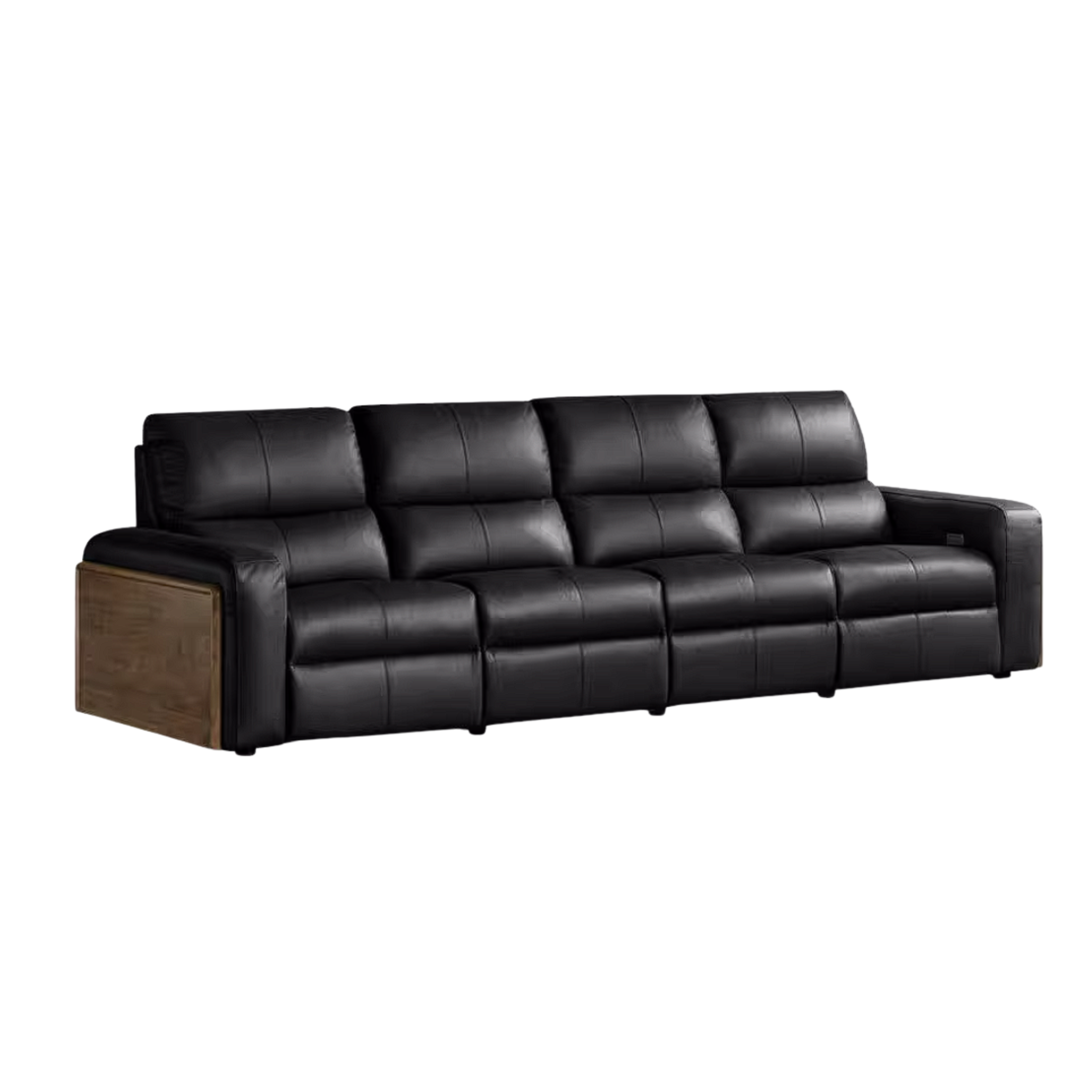 Black Walnut, Golden Sandalwood Solid Wood Top-Grain Genuine Leather Sofa Zero-Wall Recliner Design