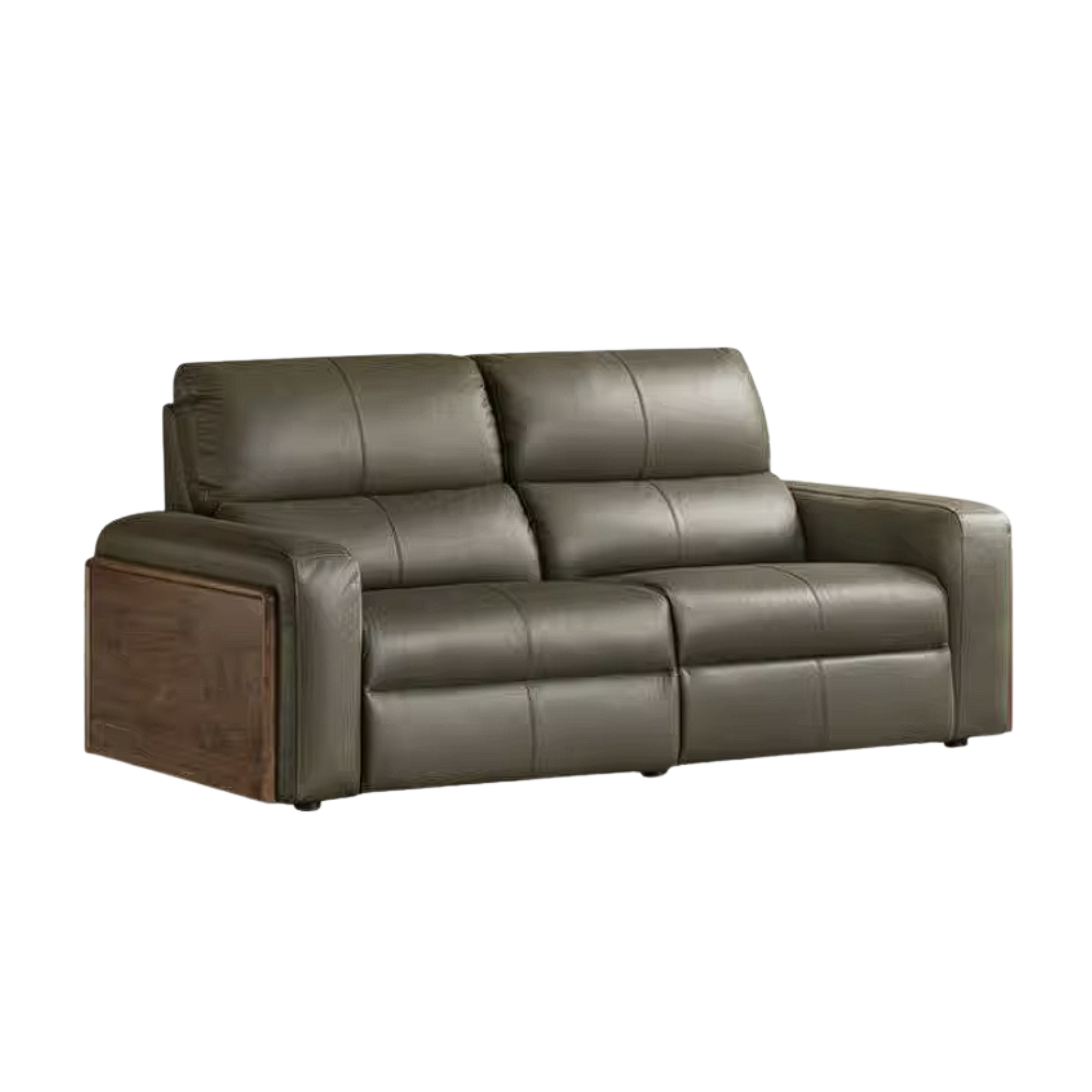 Black Walnut, Golden Sandalwood Solid Wood Top-Grain Genuine Leather Sofa Zero-Wall Recliner Design