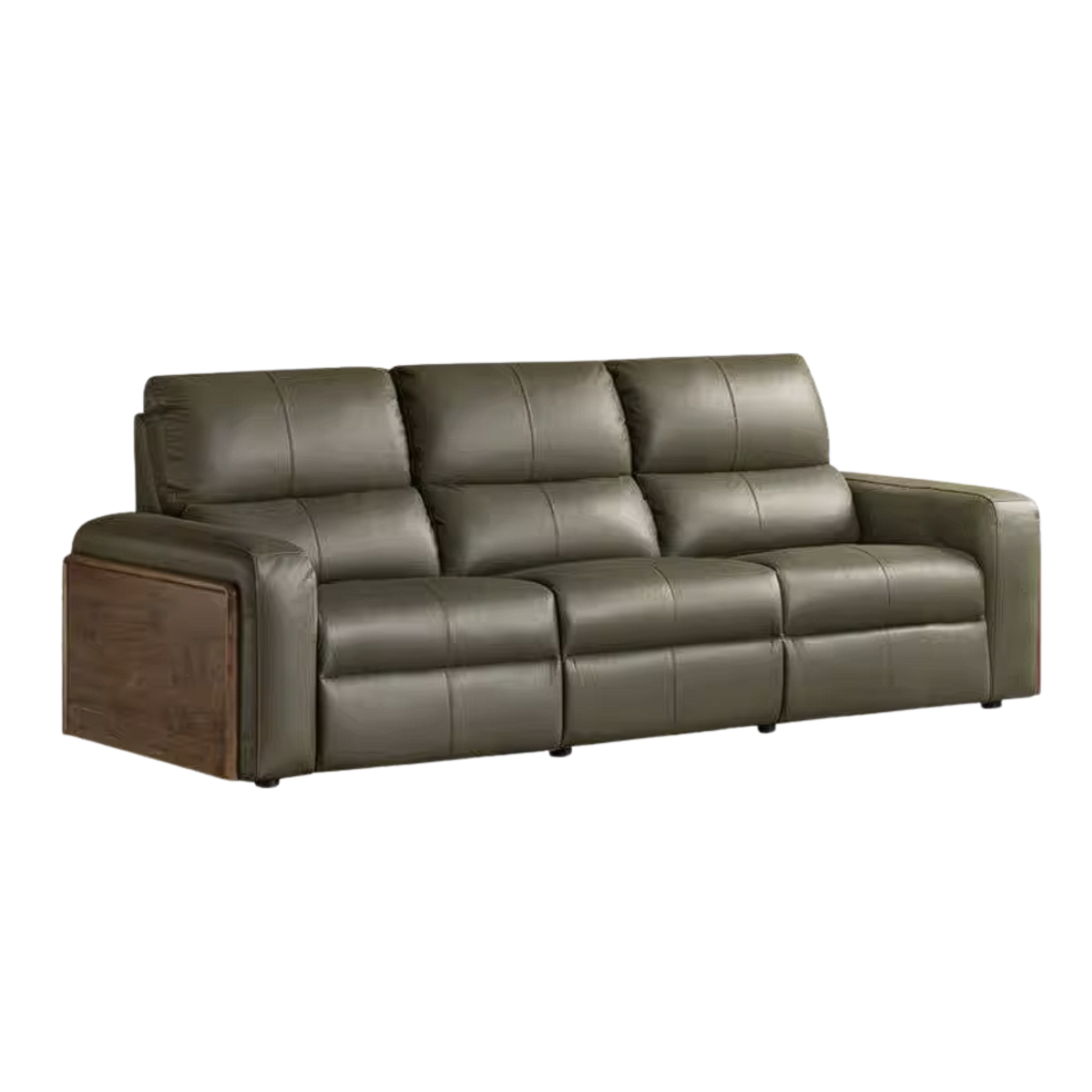 Black Walnut, Golden Sandalwood Solid Wood Top-Grain Genuine Leather Sofa Zero-Wall Recliner Design