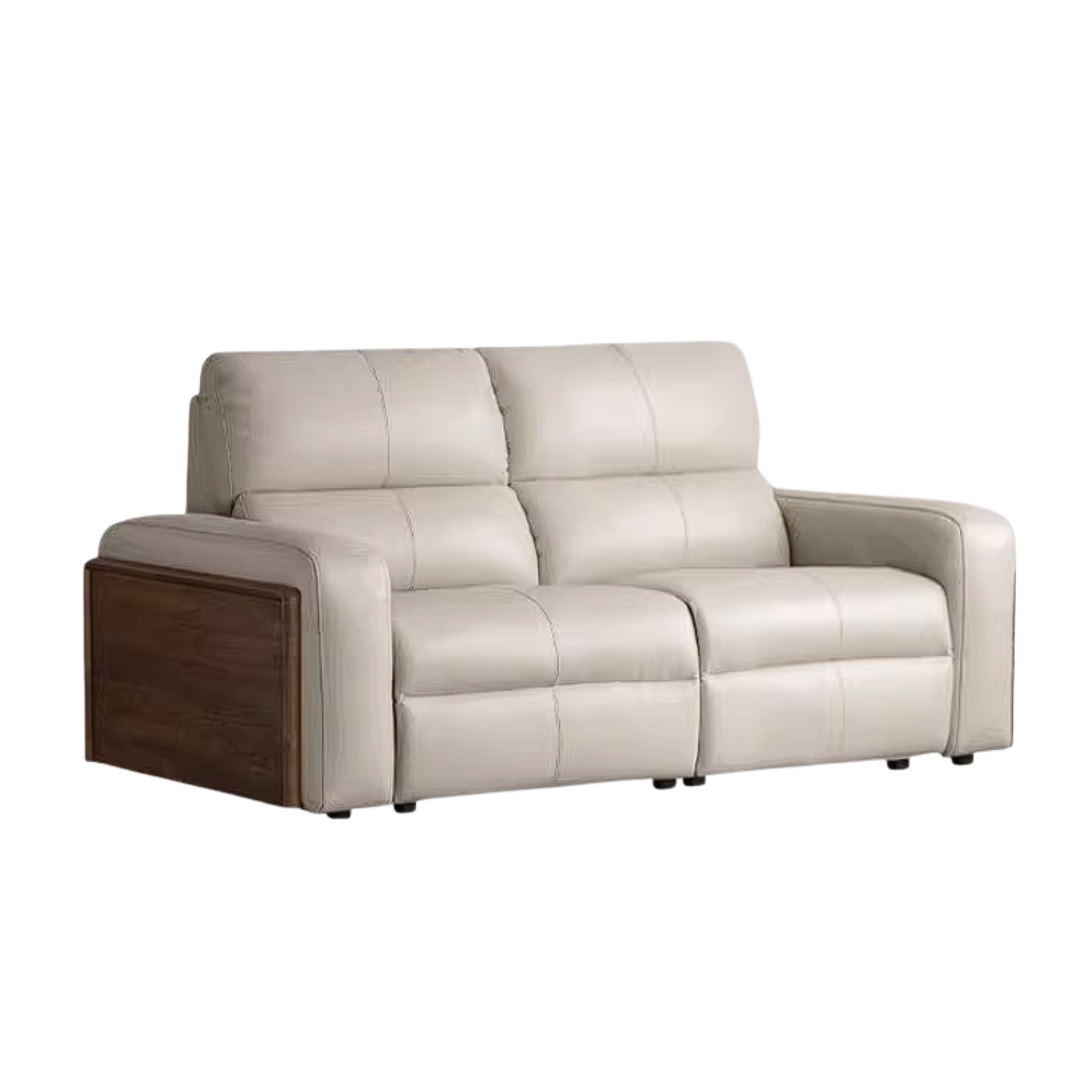 Black Walnut, Golden Sandalwood Solid Wood Top-Grain Genuine Leather Sofa Zero-Wall Recliner Design