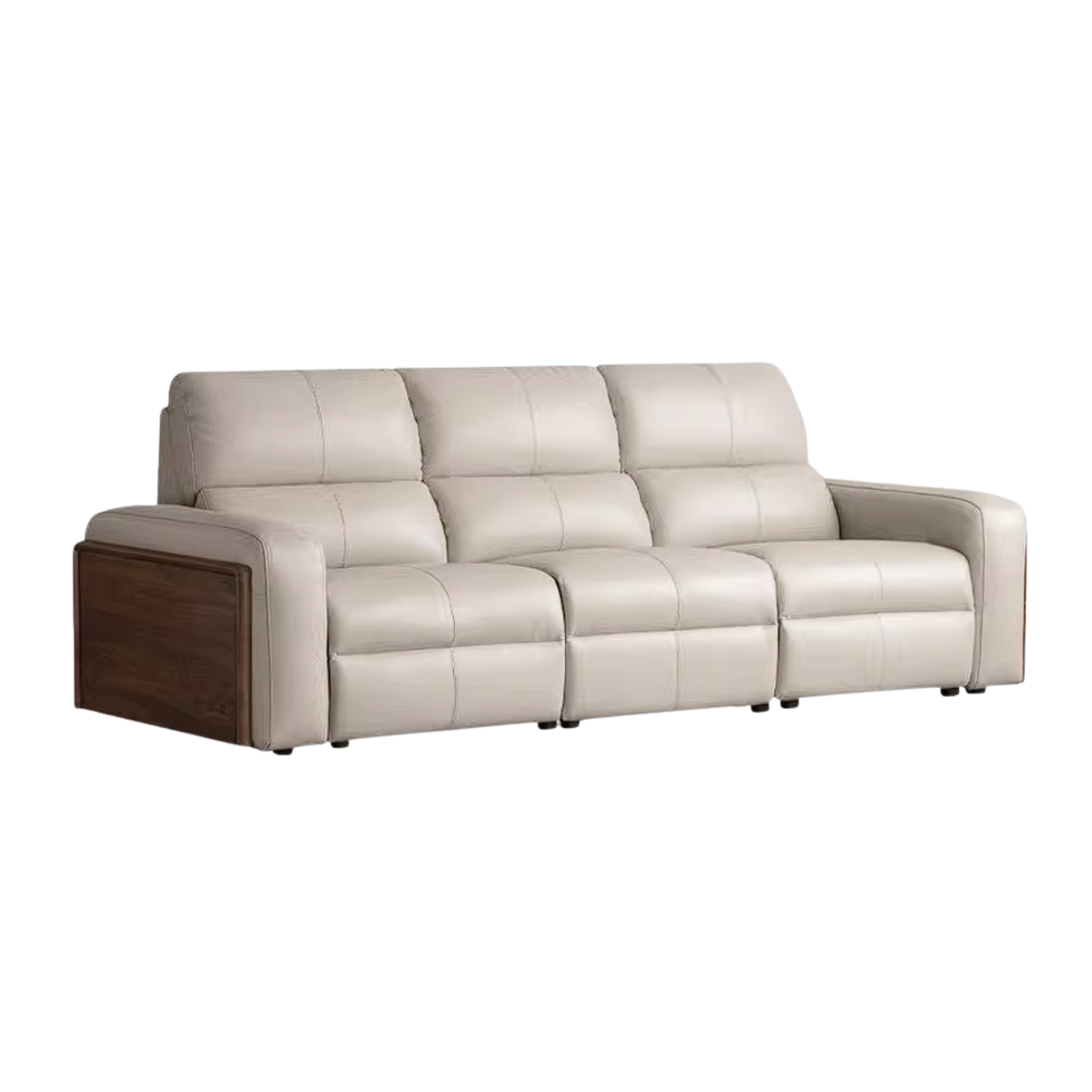 Black Walnut, Golden Sandalwood Solid Wood Top-Grain Genuine Leather Sofa Zero-Wall Recliner Design