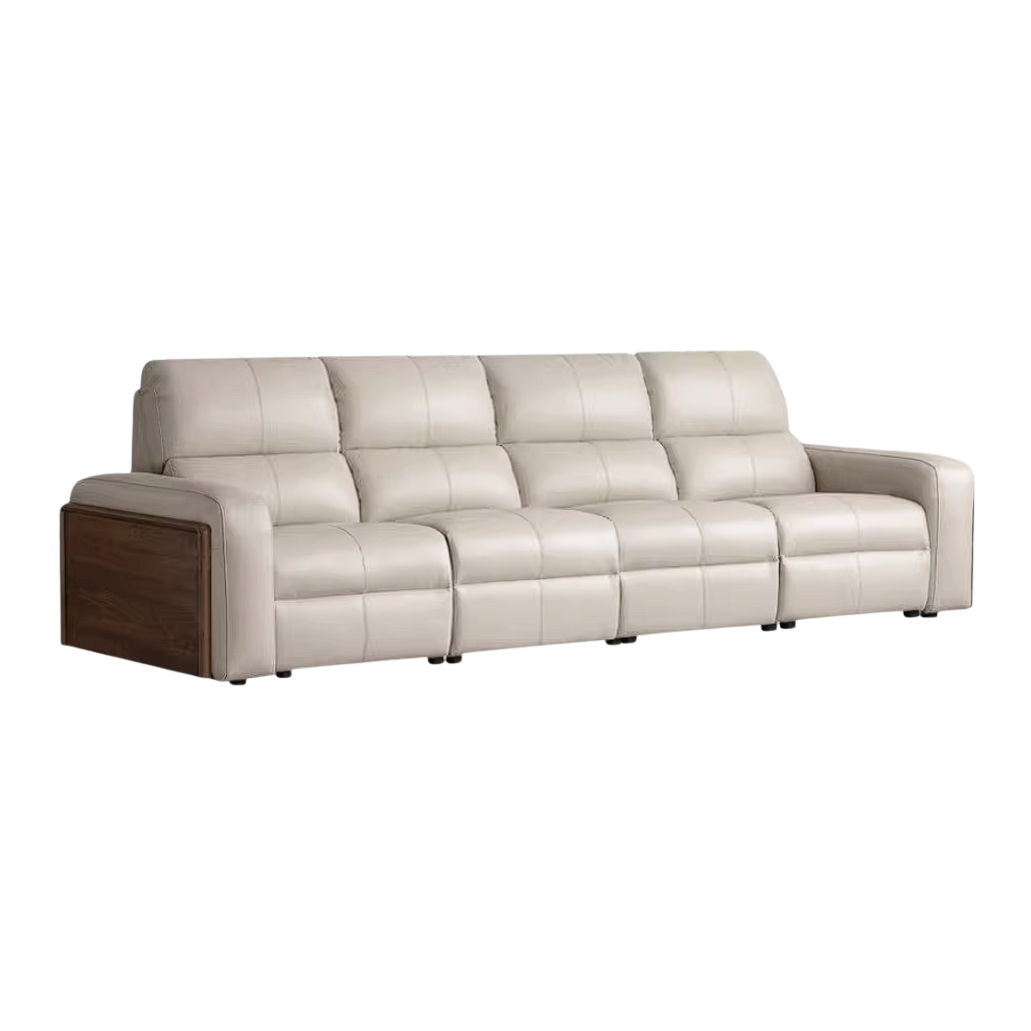 Black Walnut, Golden Sandalwood Solid Wood Top-Grain Genuine Leather Sofa Zero-Wall Recliner Design