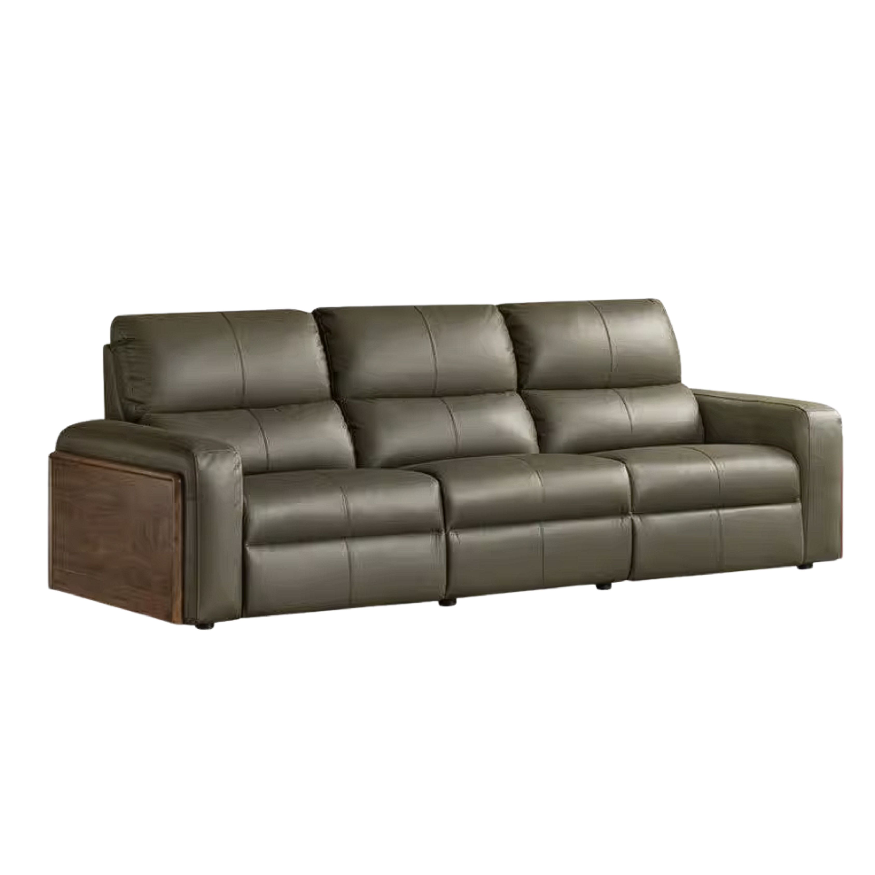 Black Walnut, Golden Sandalwood Solid Wood Top-Grain Genuine Leather Sofa Zero-Wall Recliner Design