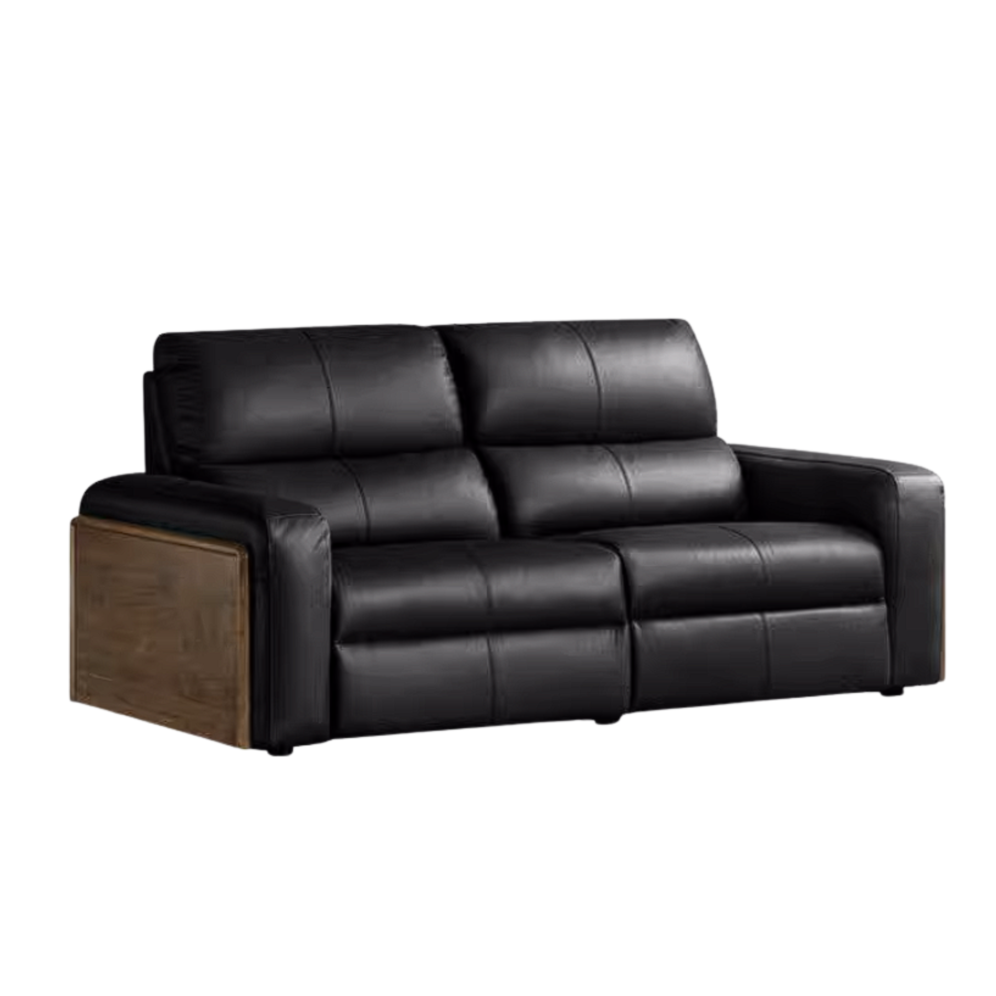 Black Walnut, Golden Sandalwood Solid Wood Top-Grain Genuine Leather Sofa Zero-Wall Recliner Design
