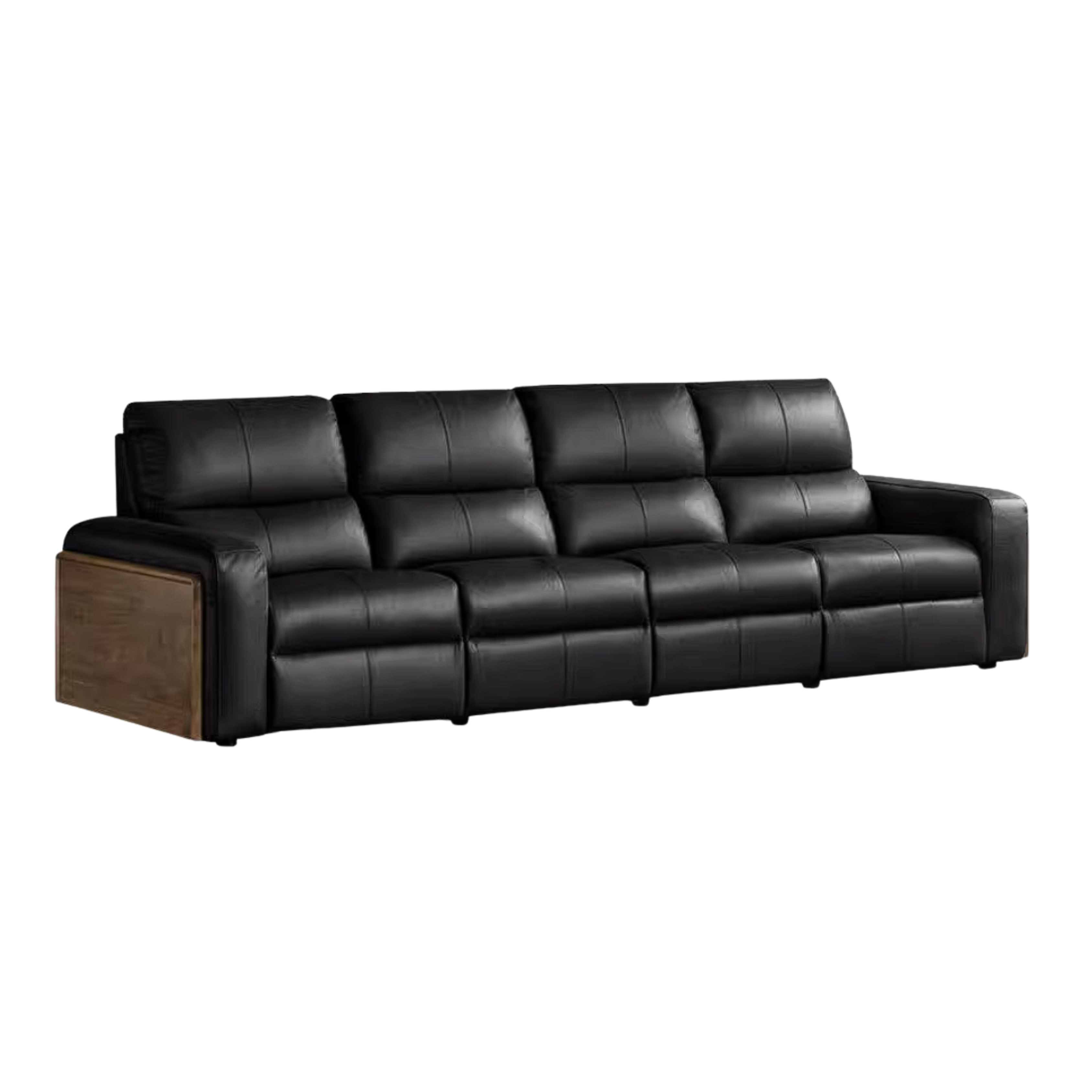Black Walnut, Golden Sandalwood Solid Wood Top-Grain Genuine Leather Sofa Zero-Wall Recliner Design