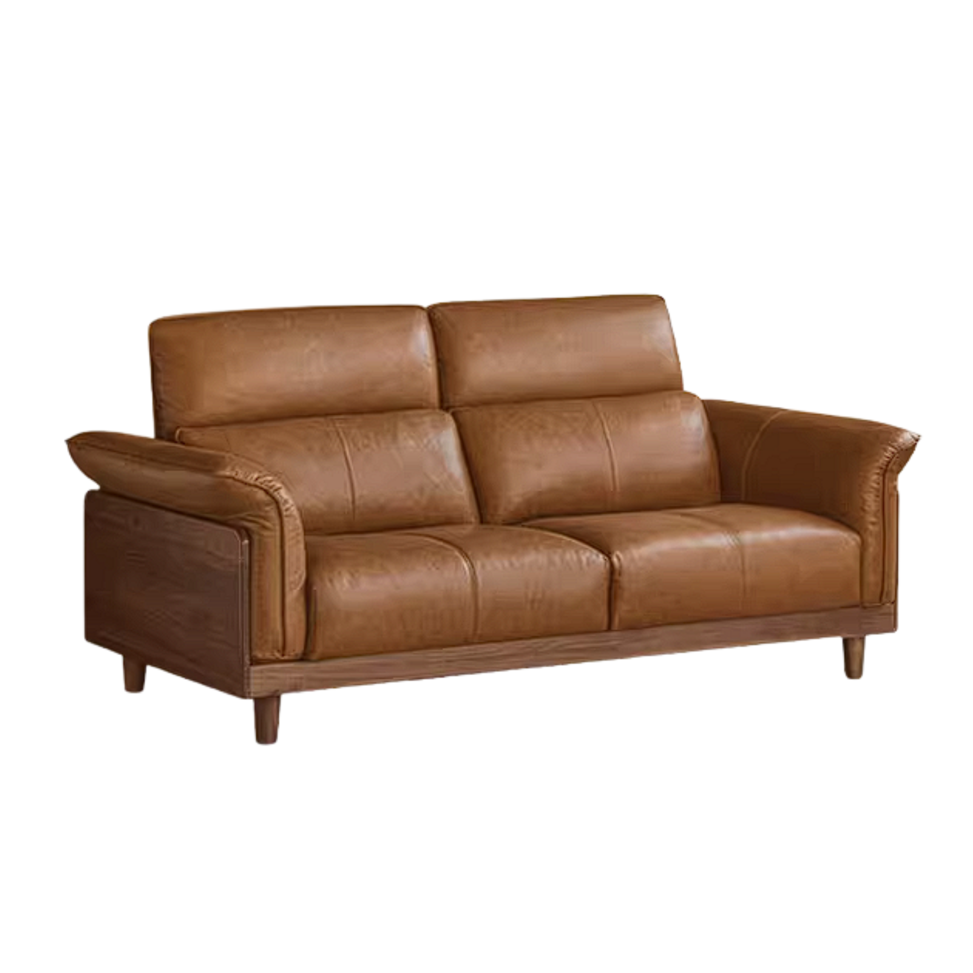 Black Walnut, Ash, Golden Sandalwood Solid Wood Genuine Top-Grain Leather, fabric High back Sofa