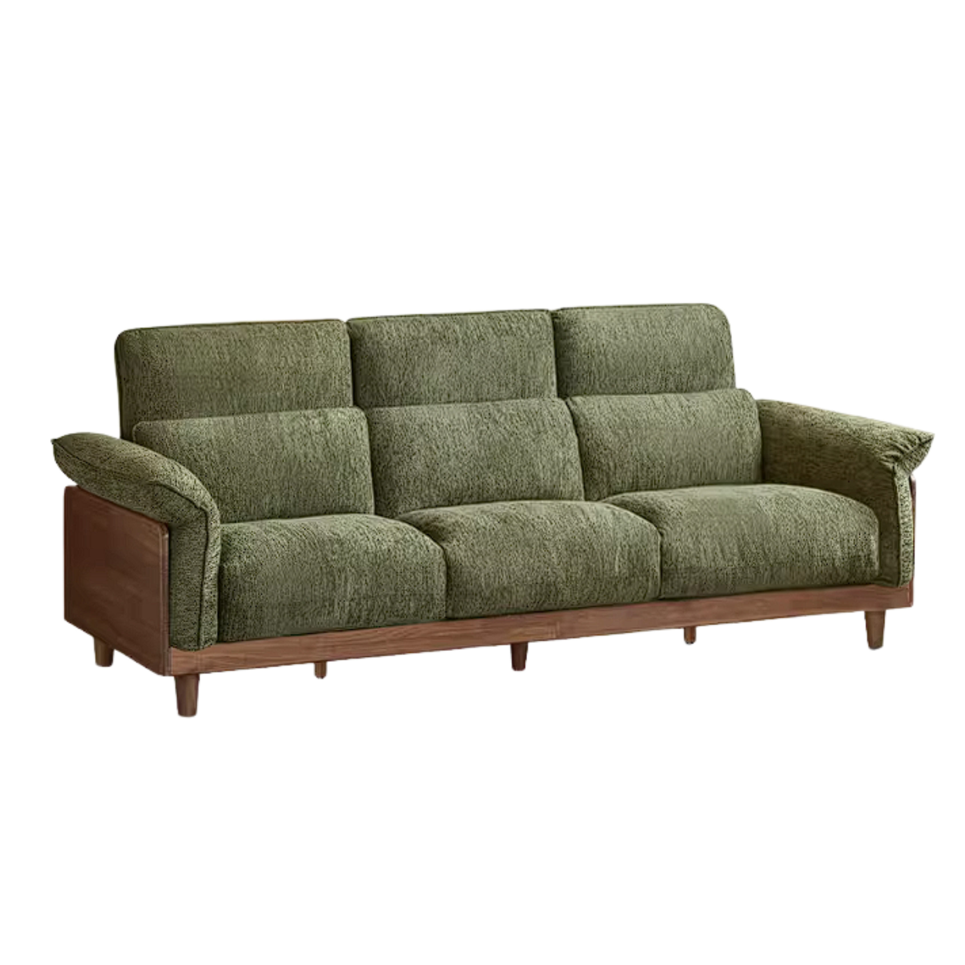 Black Walnut, Ash, Golden Sandalwood Solid Wood Genuine Top-Grain Leather, fabric High back Sofa