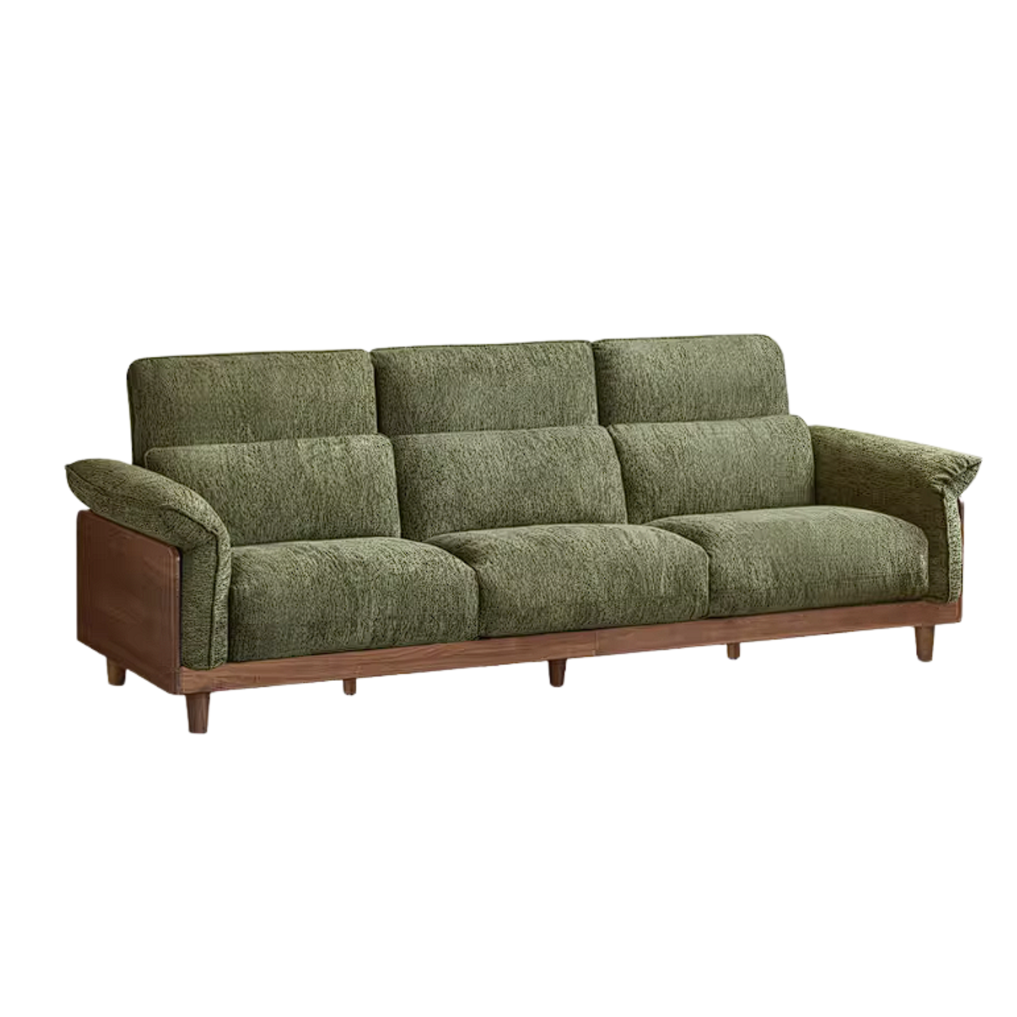 Black Walnut, Ash, Golden Sandalwood Solid Wood Genuine Top-Grain Leather, fabric High back Sofa