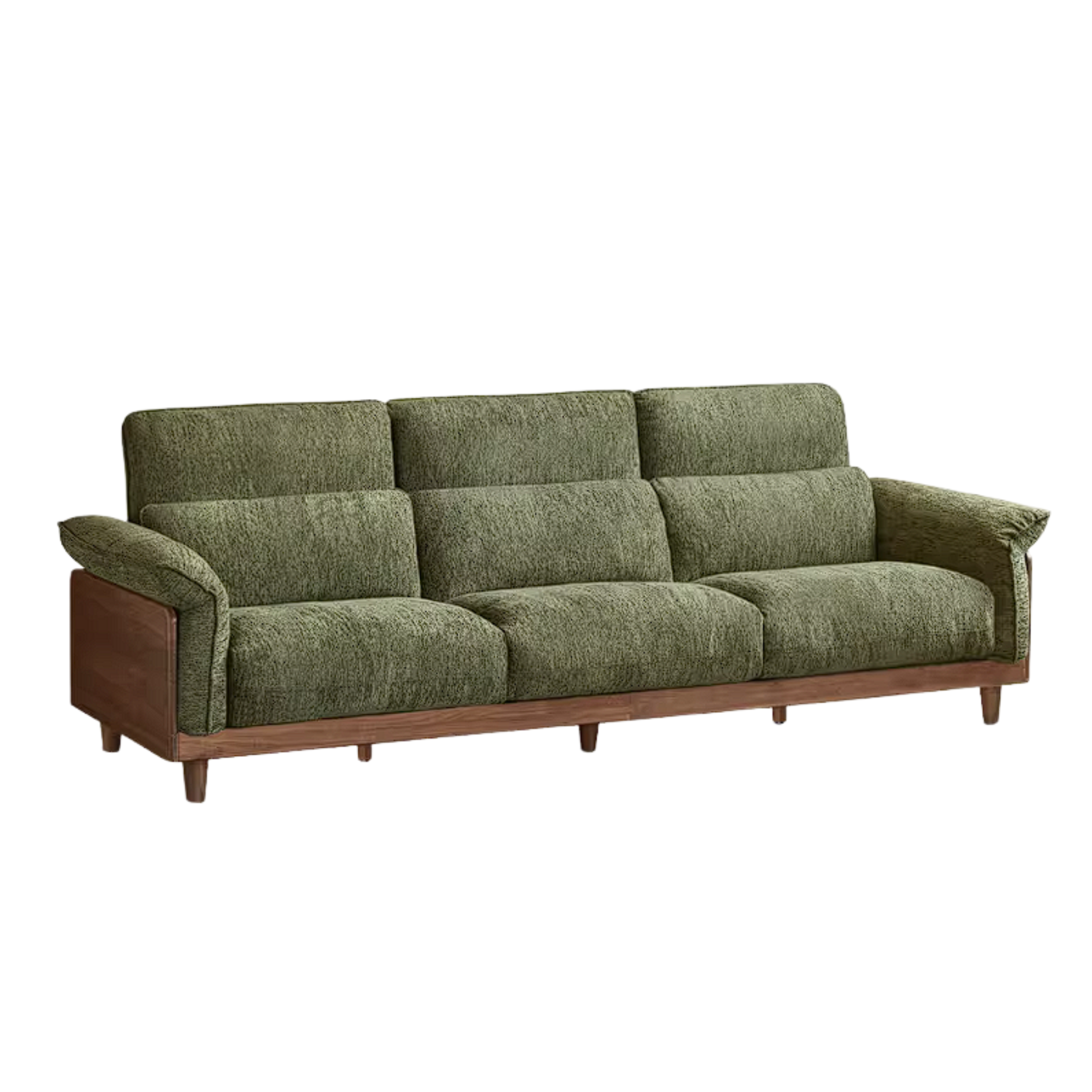 Black Walnut, Ash, Golden Sandalwood Solid Wood Genuine Top-Grain Leather, fabric High back Sofa