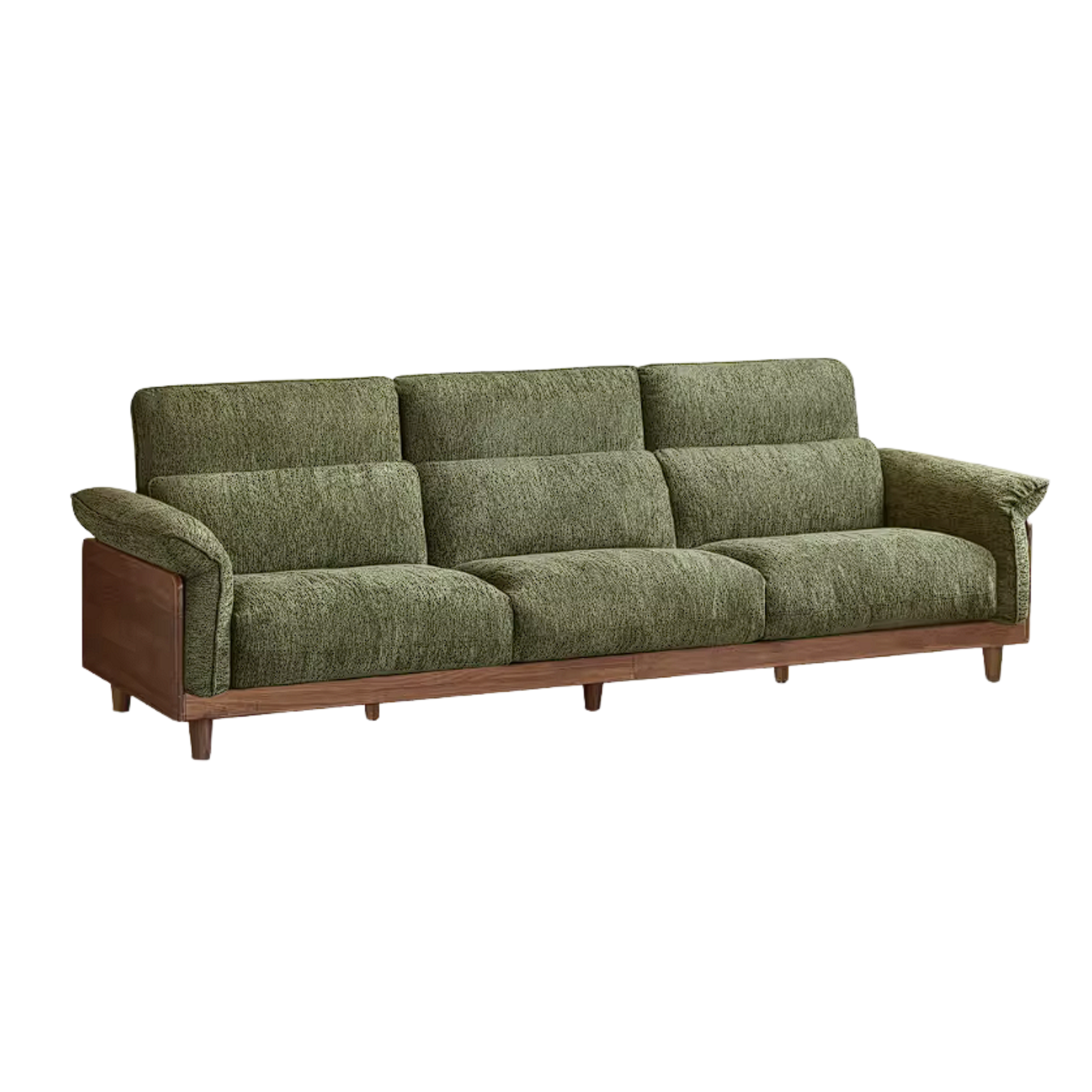 Black Walnut, Ash, Golden Sandalwood Solid Wood Genuine Top-Grain Leather, fabric High back Sofa