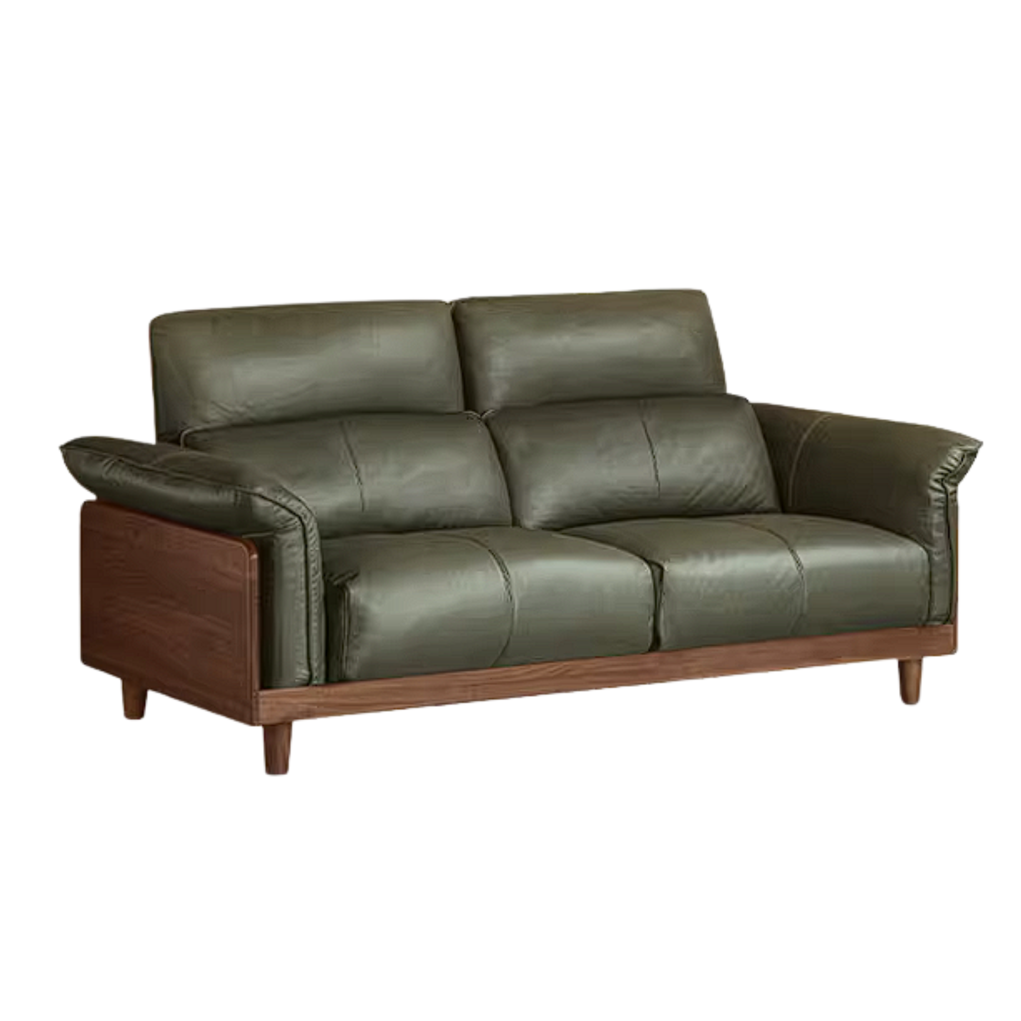Black Walnut, Ash, Golden Sandalwood Solid Wood Genuine Top-Grain Leather, fabric High back Sofa