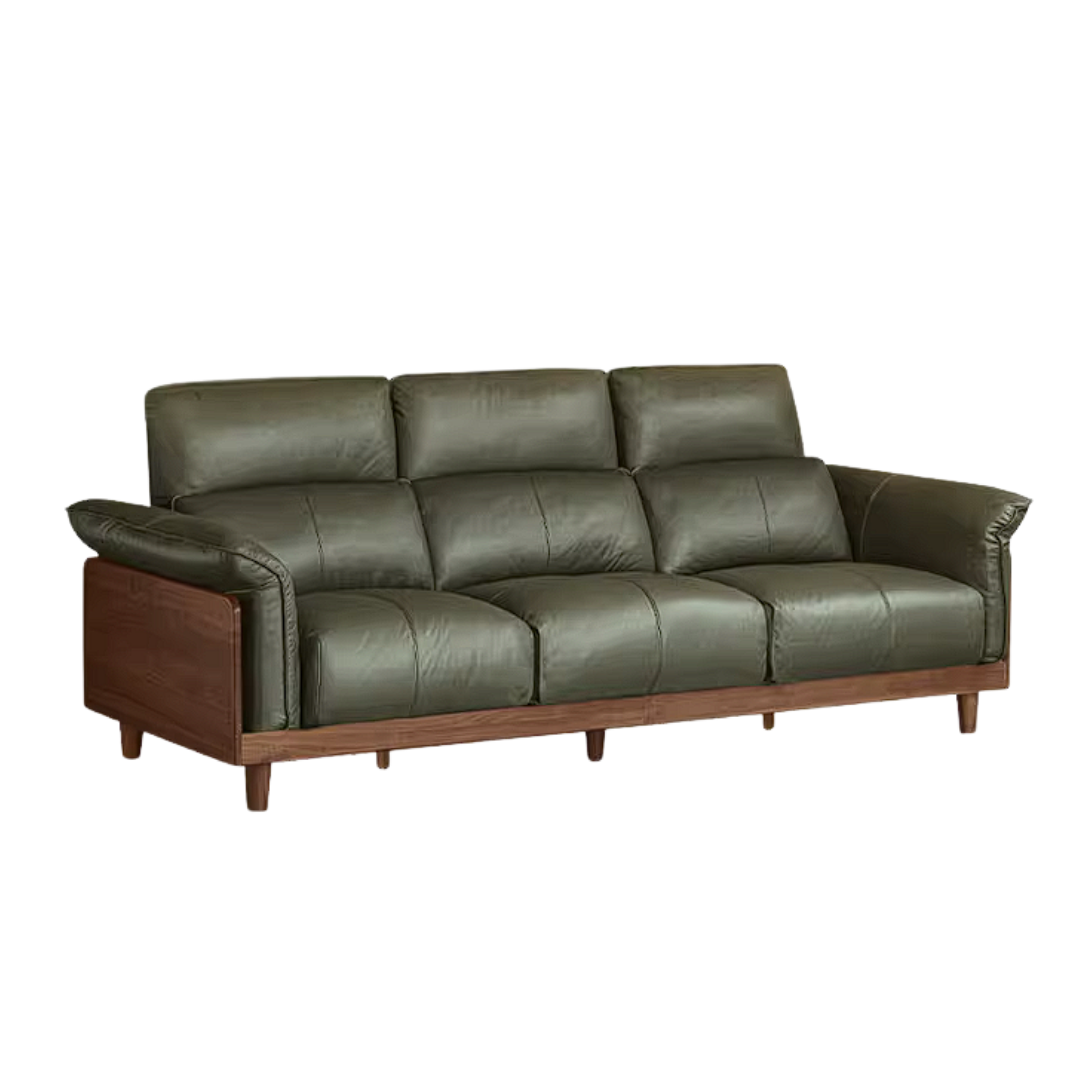 Black Walnut, Ash, Golden Sandalwood Solid Wood Genuine Top-Grain Leather, fabric High back Sofa