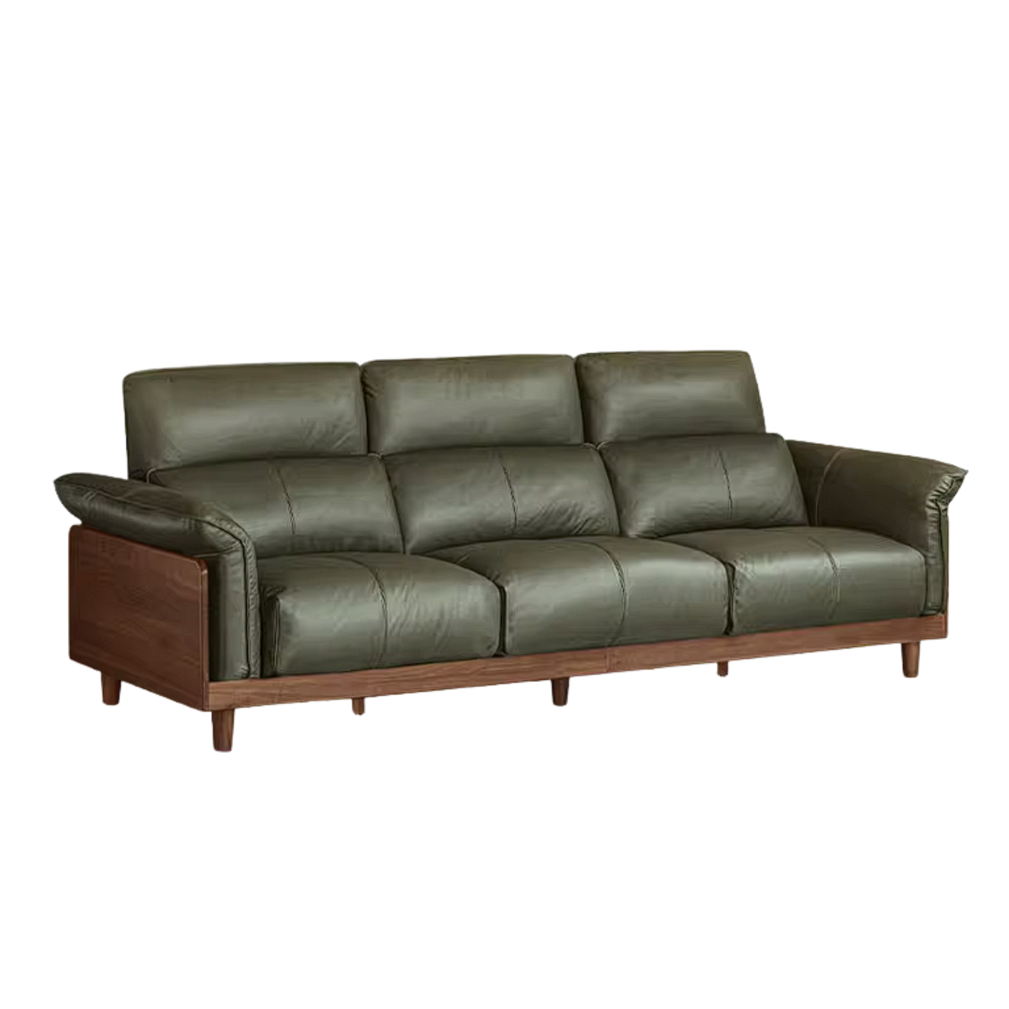 Black Walnut, Ash, Golden Sandalwood Solid Wood Genuine Top-Grain Leather, fabric High back Sofa