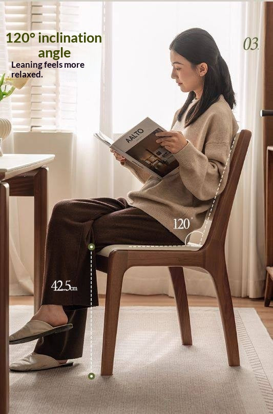 4 pcs - Black Walnut, Oak Solid Wood Dining Chair upholstered