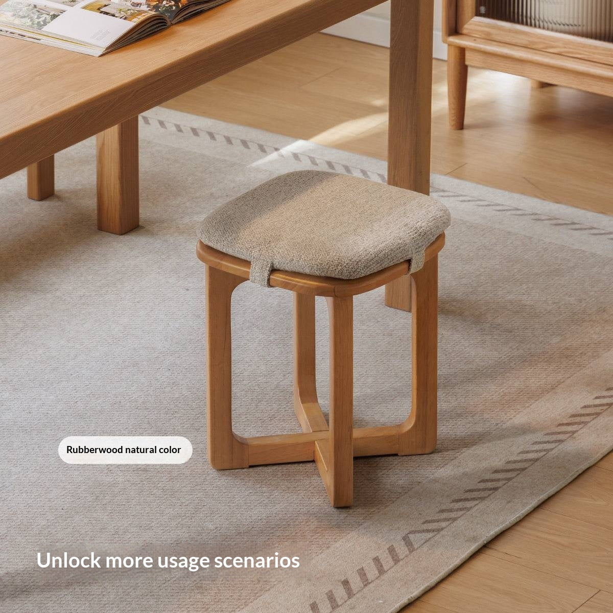 Oak Solid Wood, Rubberwood Solid Modern Simple Makeup Stool