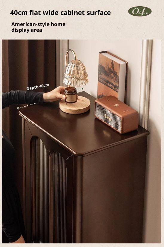 Poplar, Black Walnut Solid Wood American Retro Side Cabinet.