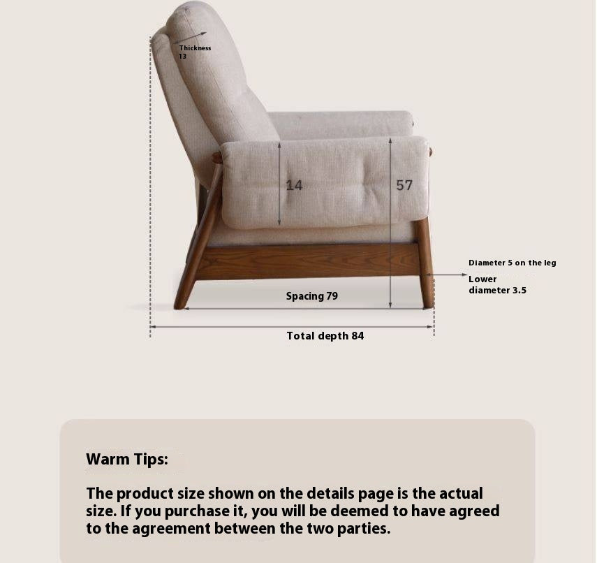 Ash Solid Wood Fabric Reclining Foldable Lounge armChair