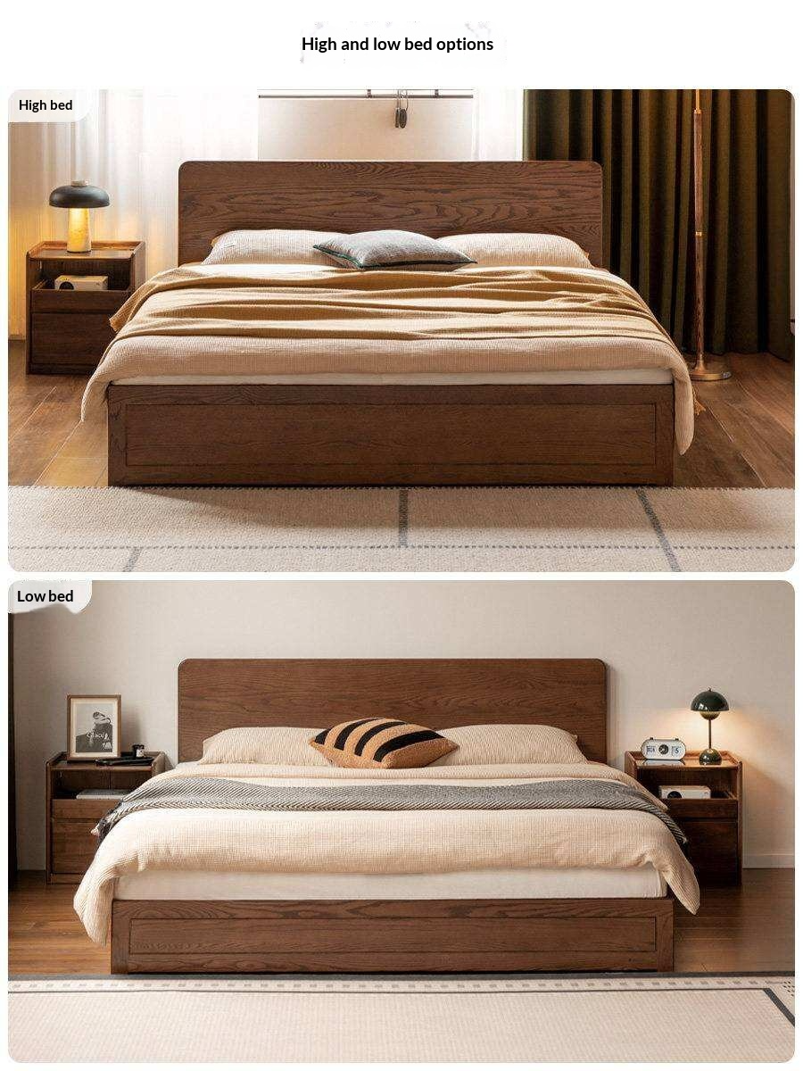 Oak Solid Wood Modern Simple Double Storage Box Bed