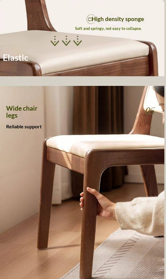 4 pcs - Black Walnut, Oak Solid Wood Dining Chair upholstered