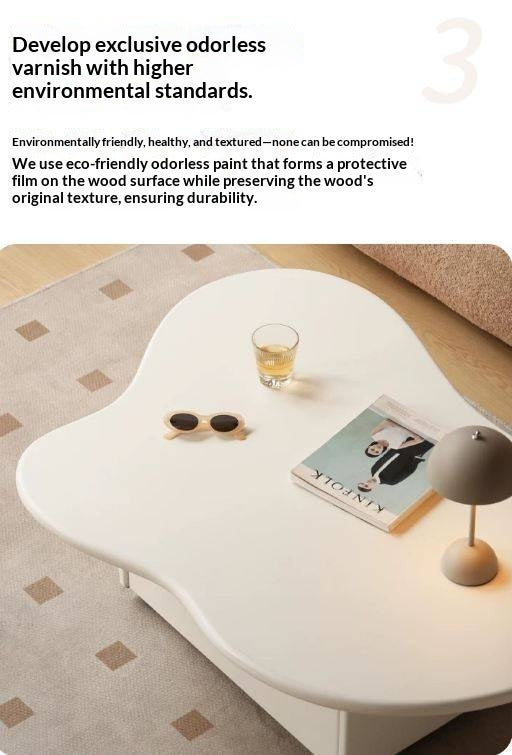Solid RubberWood Cloud Cream Style Coffee Table