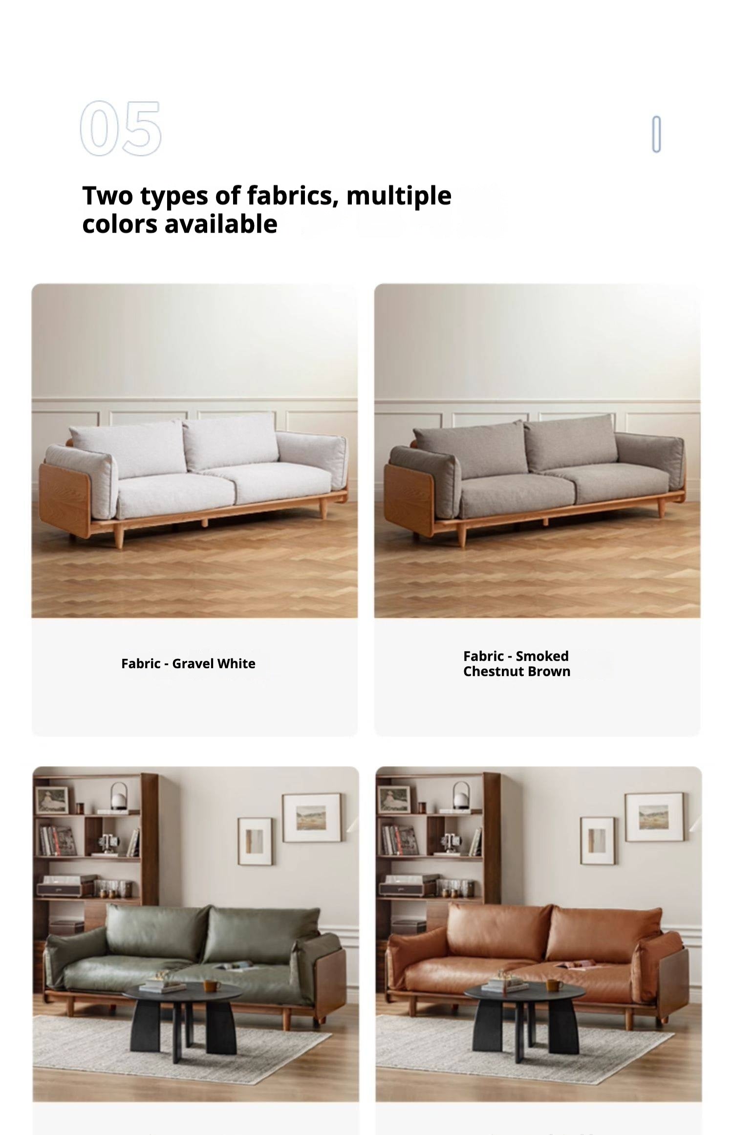 Oak, Ash Solid Wood genuine leather, fabric Sofa