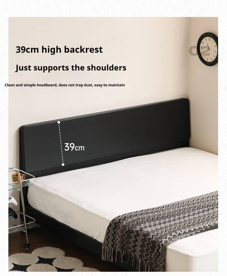 Rubberwood, Poplar Solid Wood Bed in Black — Modern Casual Edge Design