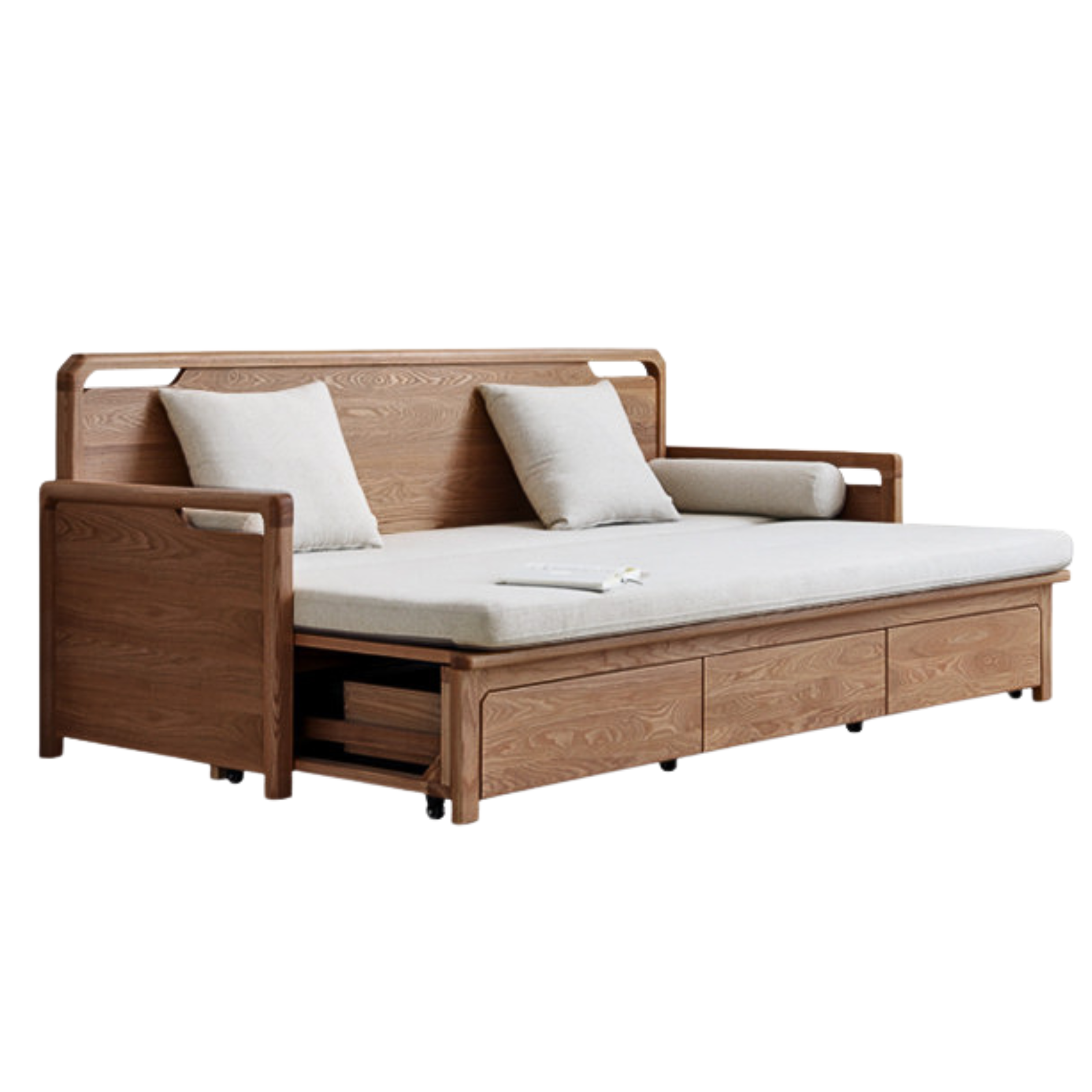 Ash Solid Wood Retractable Multifunctional Box Sofa Bed.